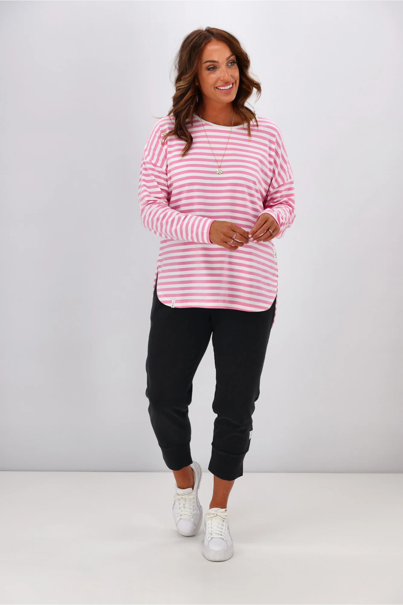 Elm Lauren L/S Tee Sherbet Pink & White Stripe