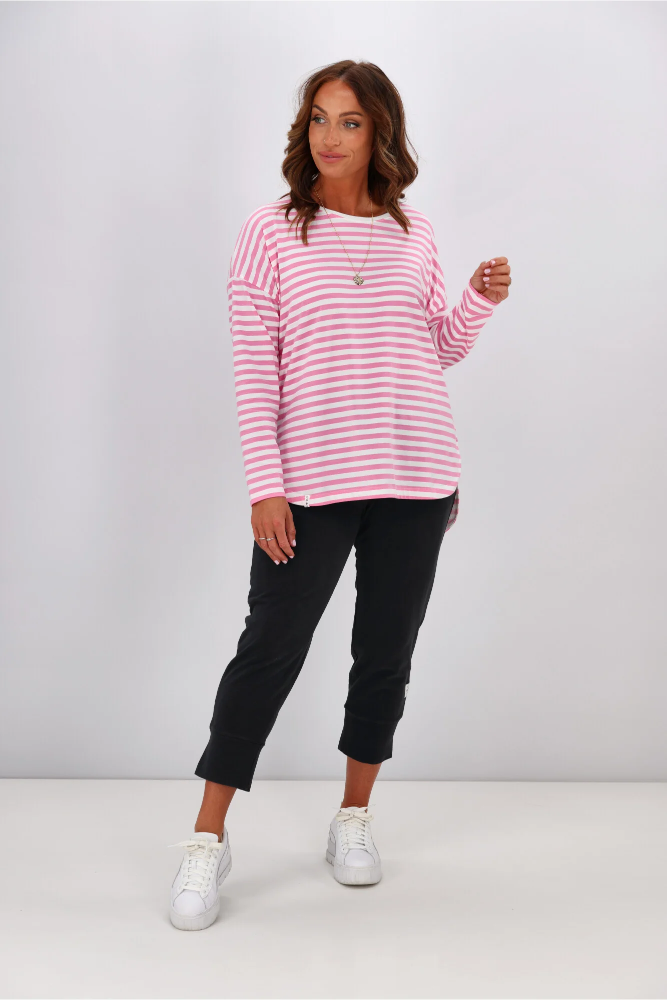 Elm Lauren L/S Tee Sherbet Pink & White Stripe - Image 12