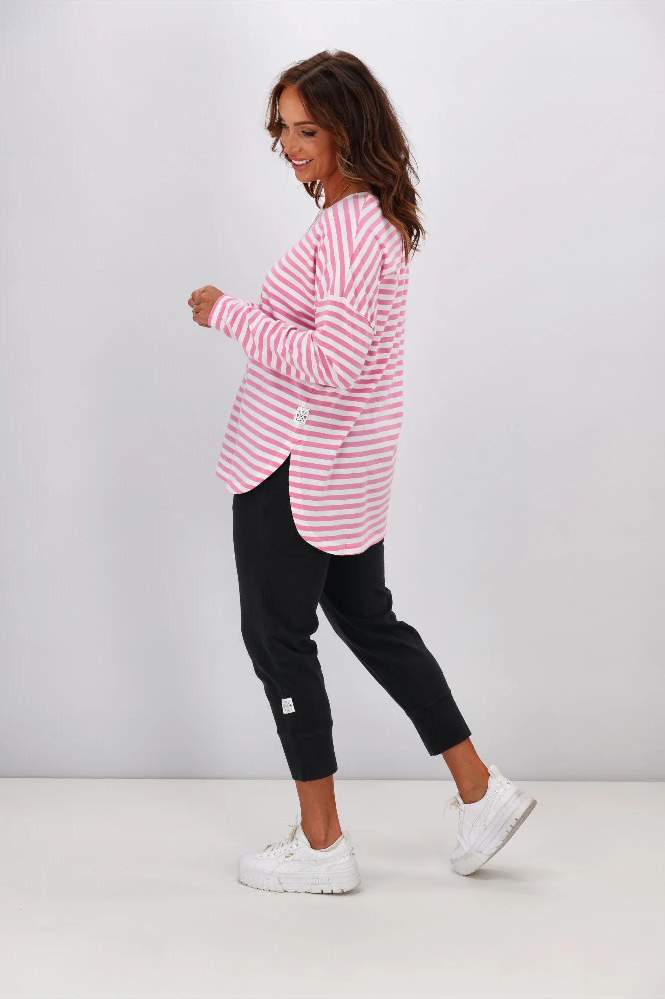 Elm Lauren L/S Tee Sherbet Pink & White Stripe - Image 13