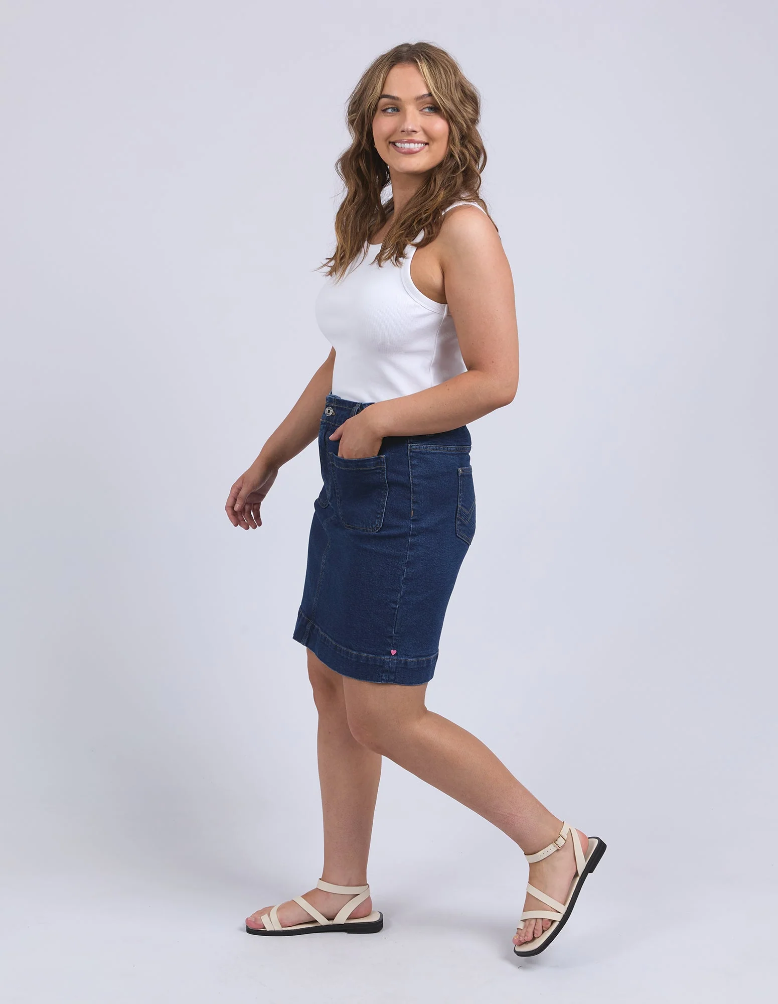 Elm Lennox Denim Skirt Dark Blue Wash - Image 3