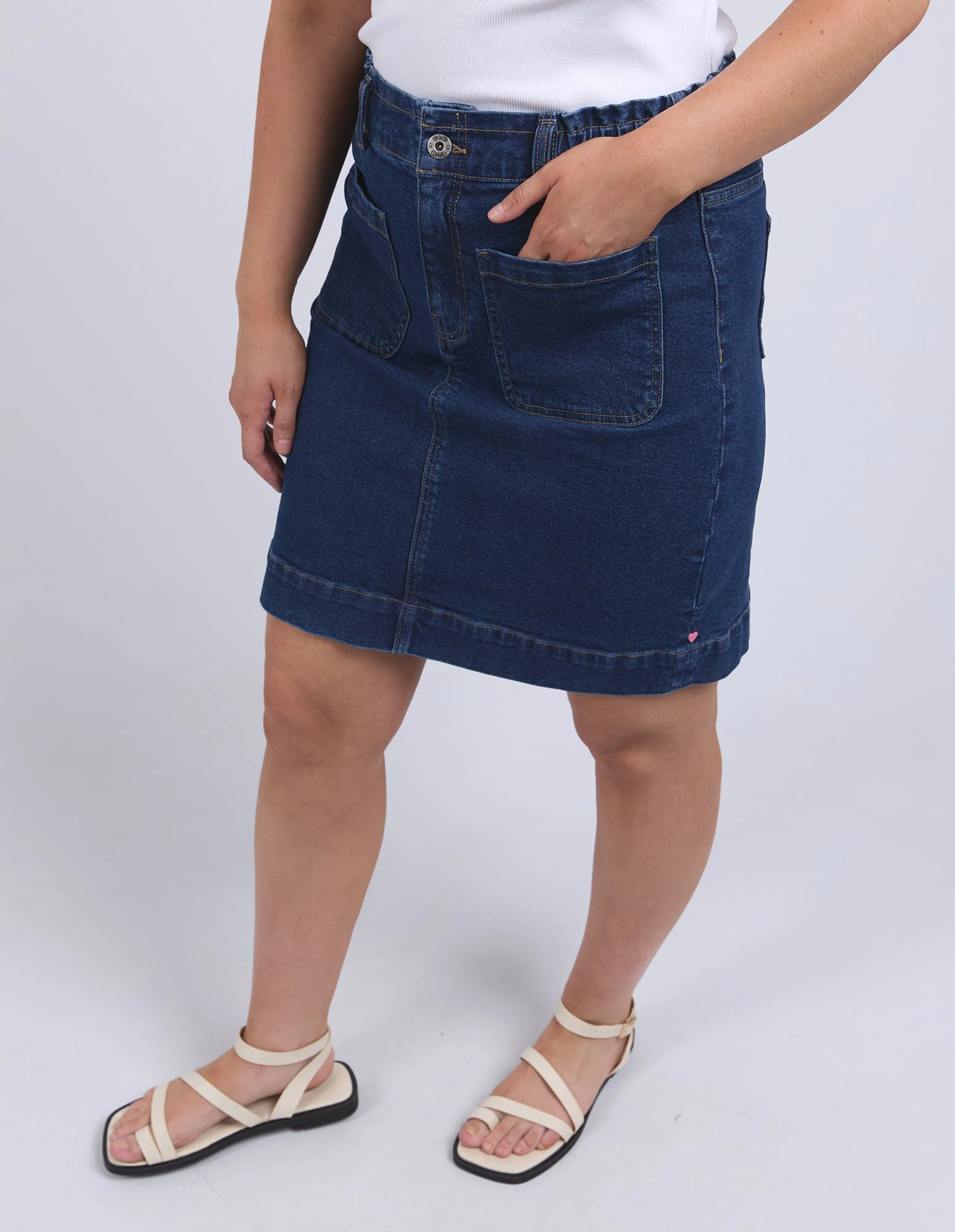 Elm Lennox Denim Skirt Dark Blue Wash - Image 4