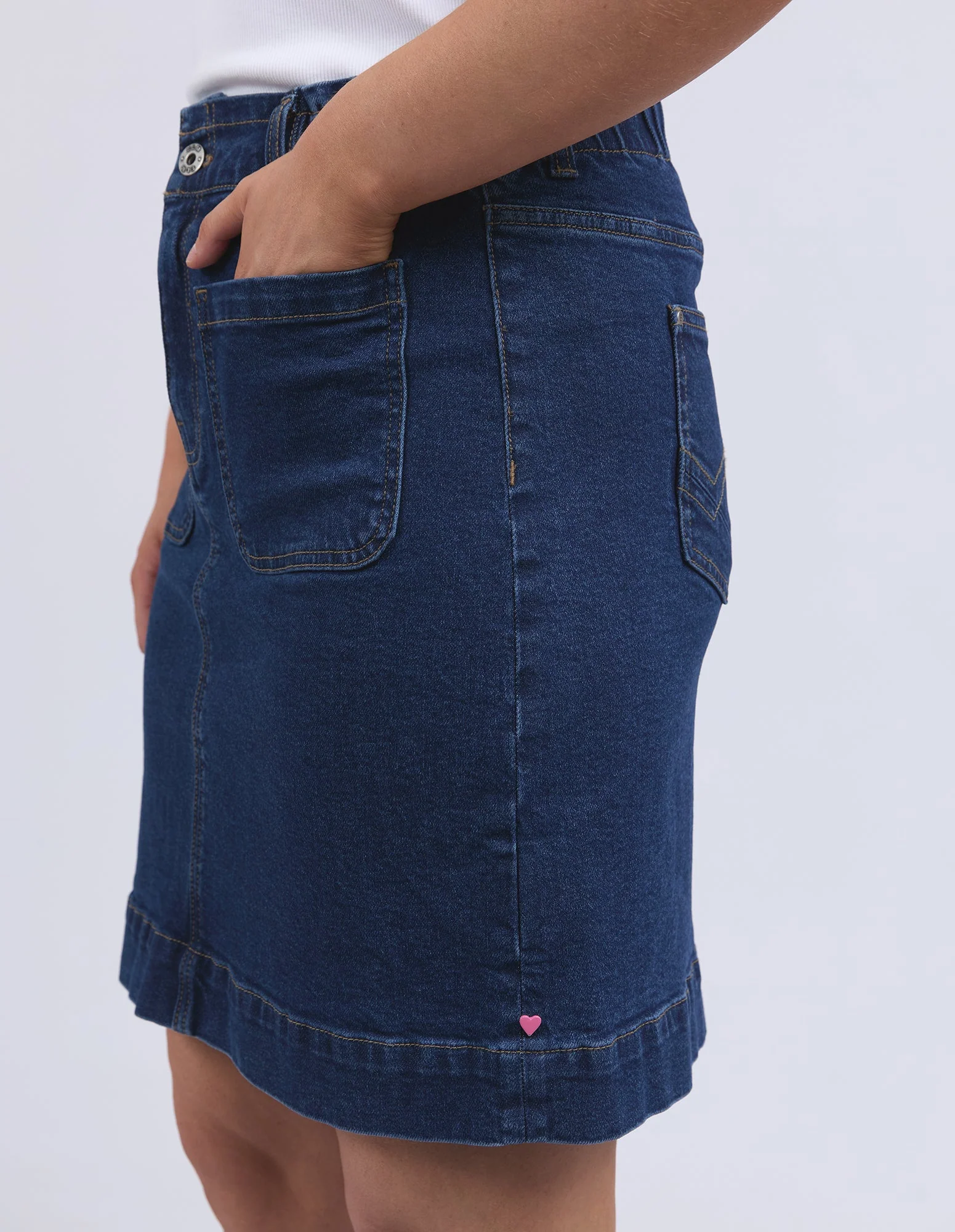 Elm Lennox Denim Skirt Dark Blue Wash - Image 5