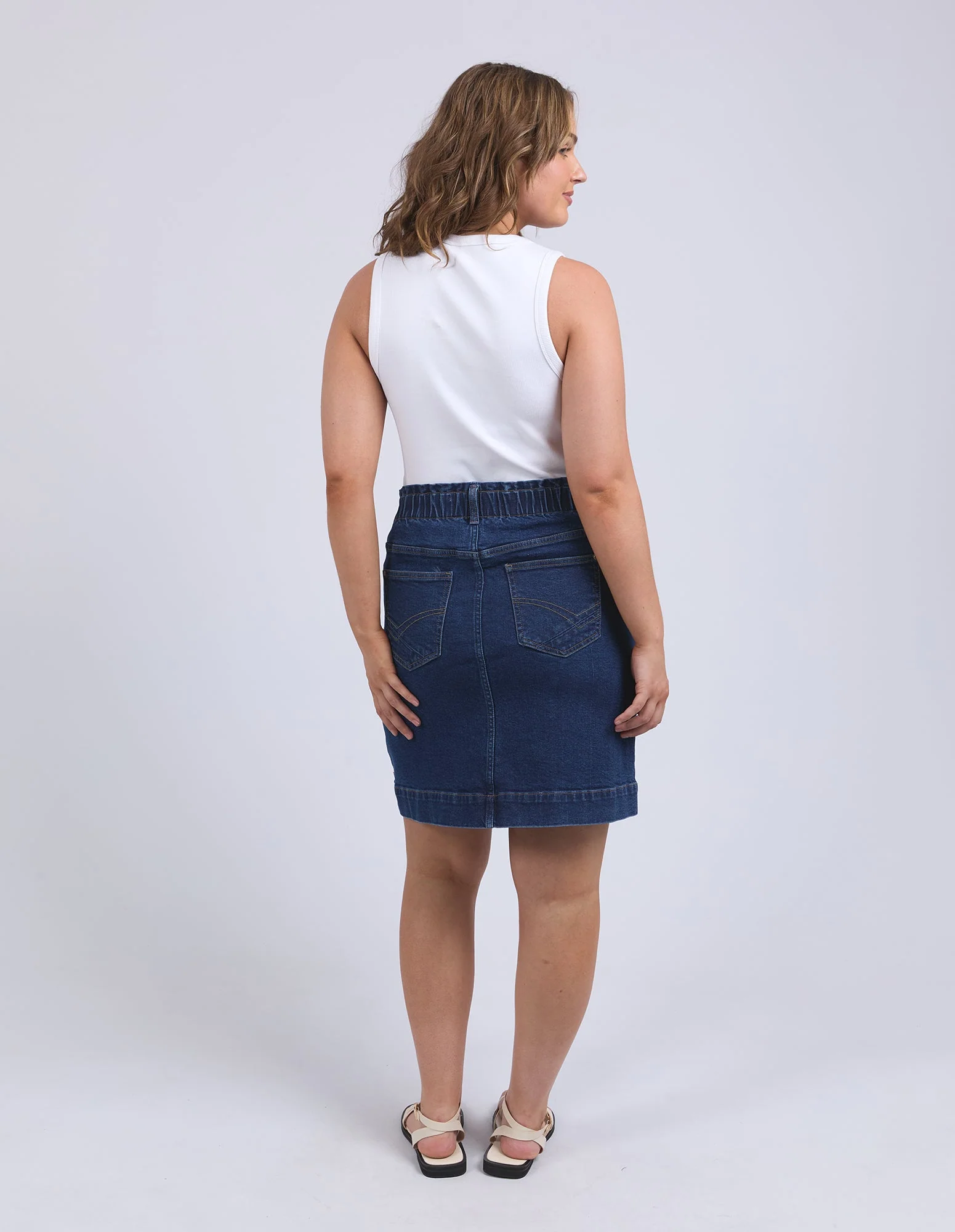 Elm Lennox Denim Skirt Dark Blue Wash - Image 6