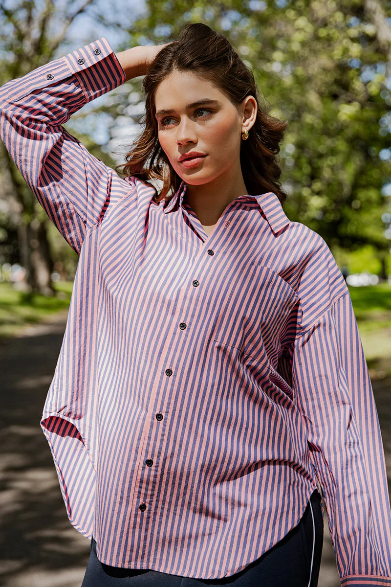 Elm Lila Stripe Shirt French Blue Charm Pink Stripe