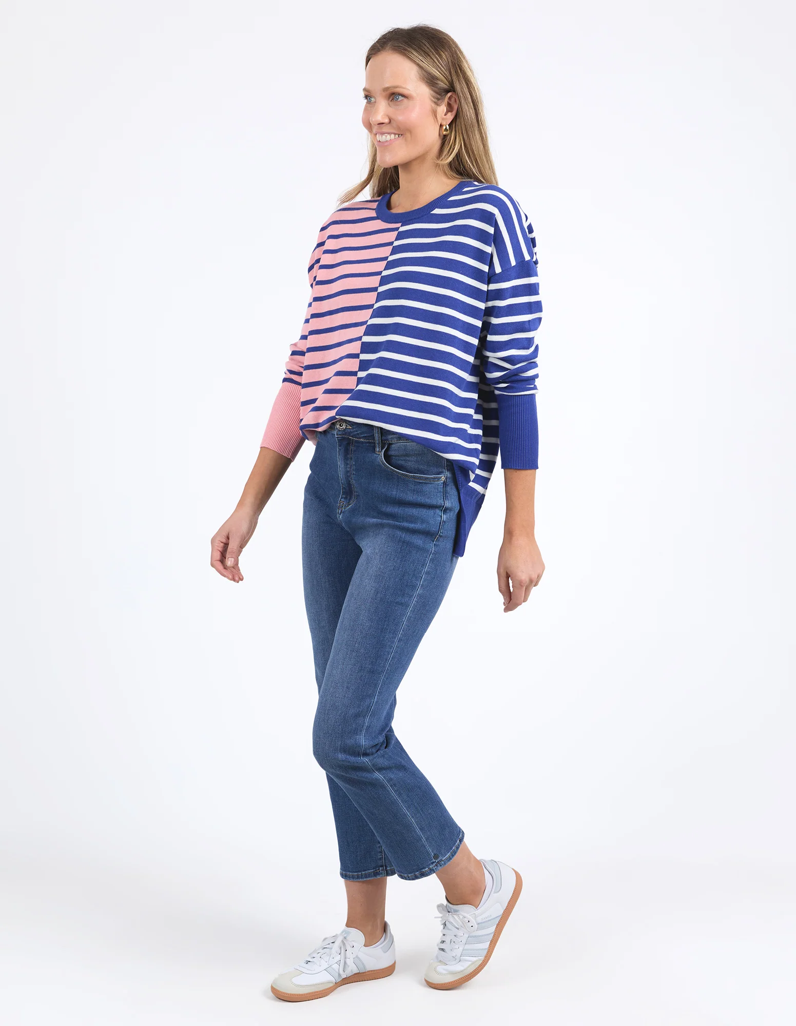 Elm Louise Spliced Knit Deep Blue/Pink Blush - Image 6