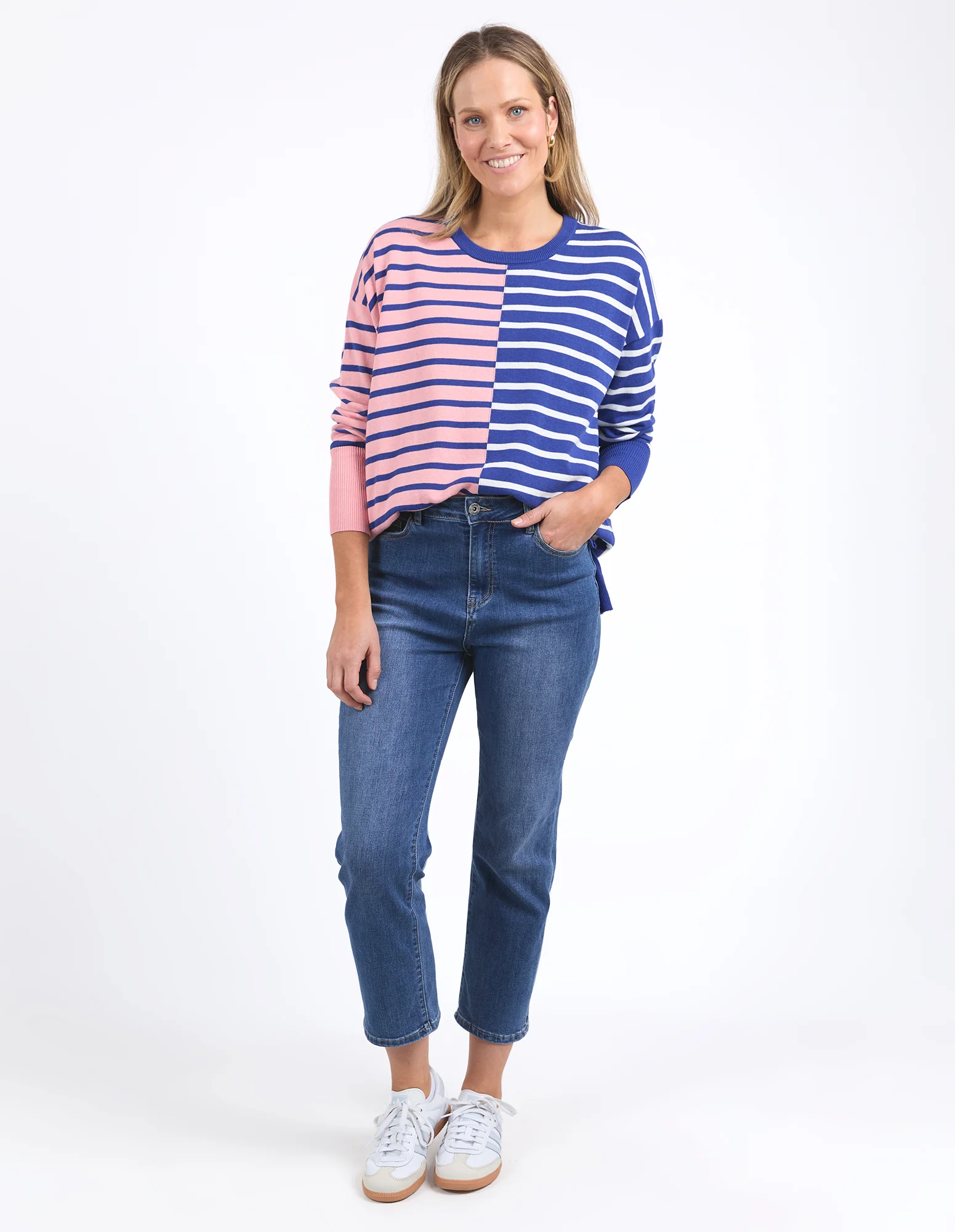 Elm Louise Spliced Knit Deep Blue/Pink Blush - Image 7