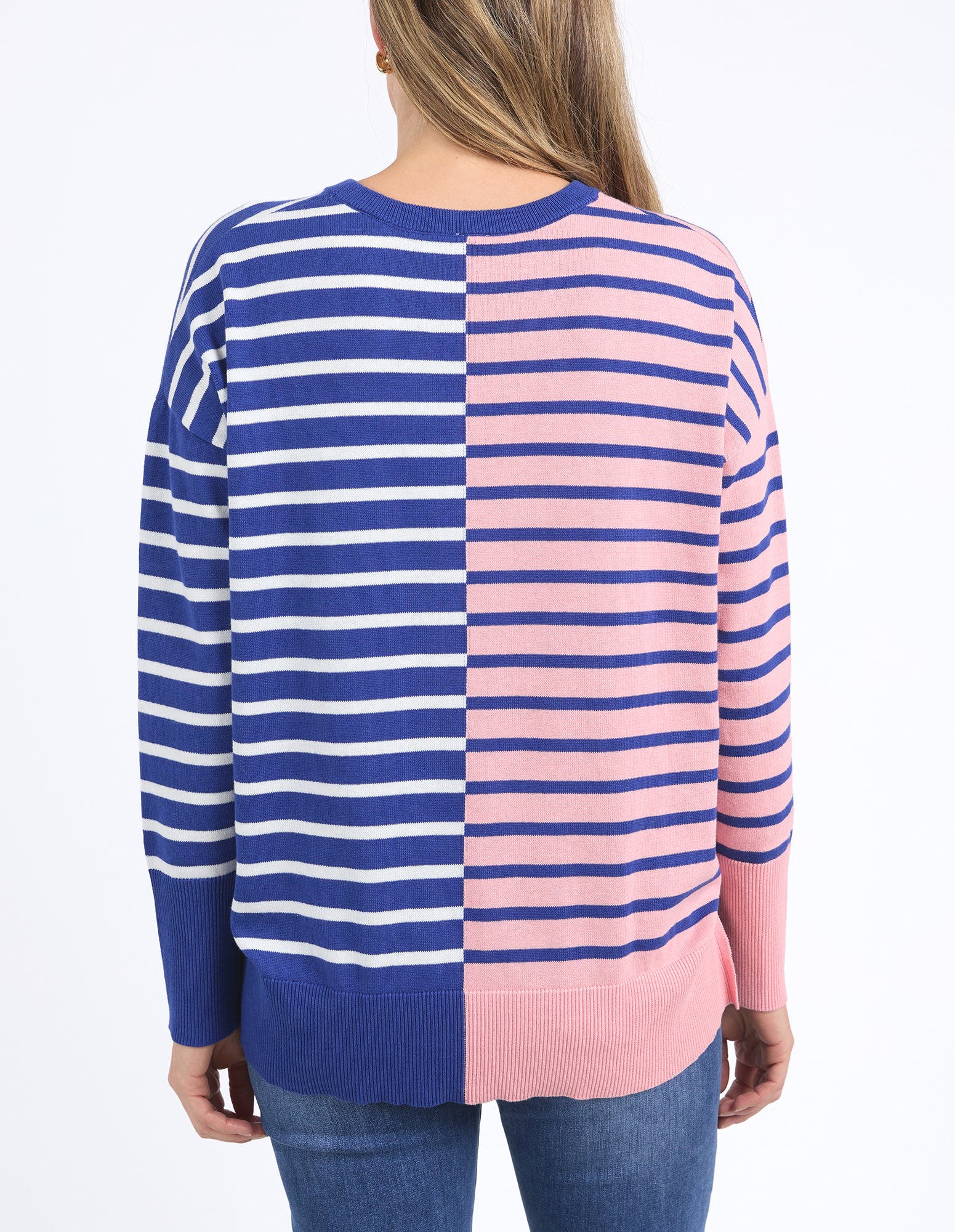 Elm Louise Spliced Knit Deep Blue/Pink Blush - Image 8