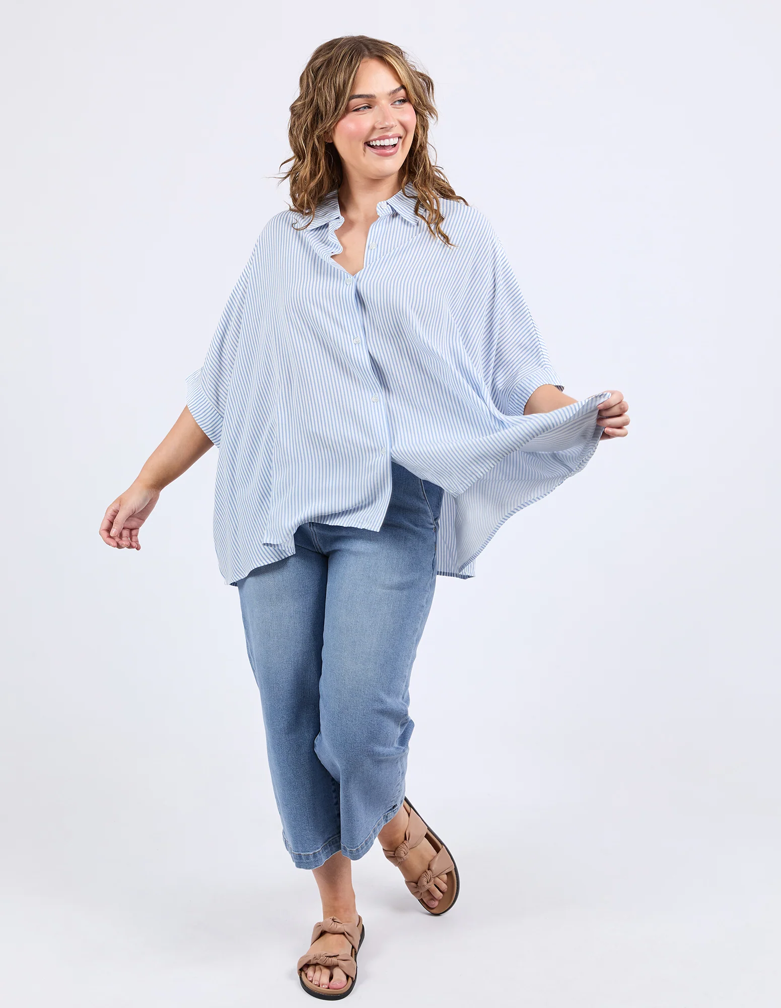 Elm Luna Shirt Dusk Blue Marshmallow Stripe - Image 5