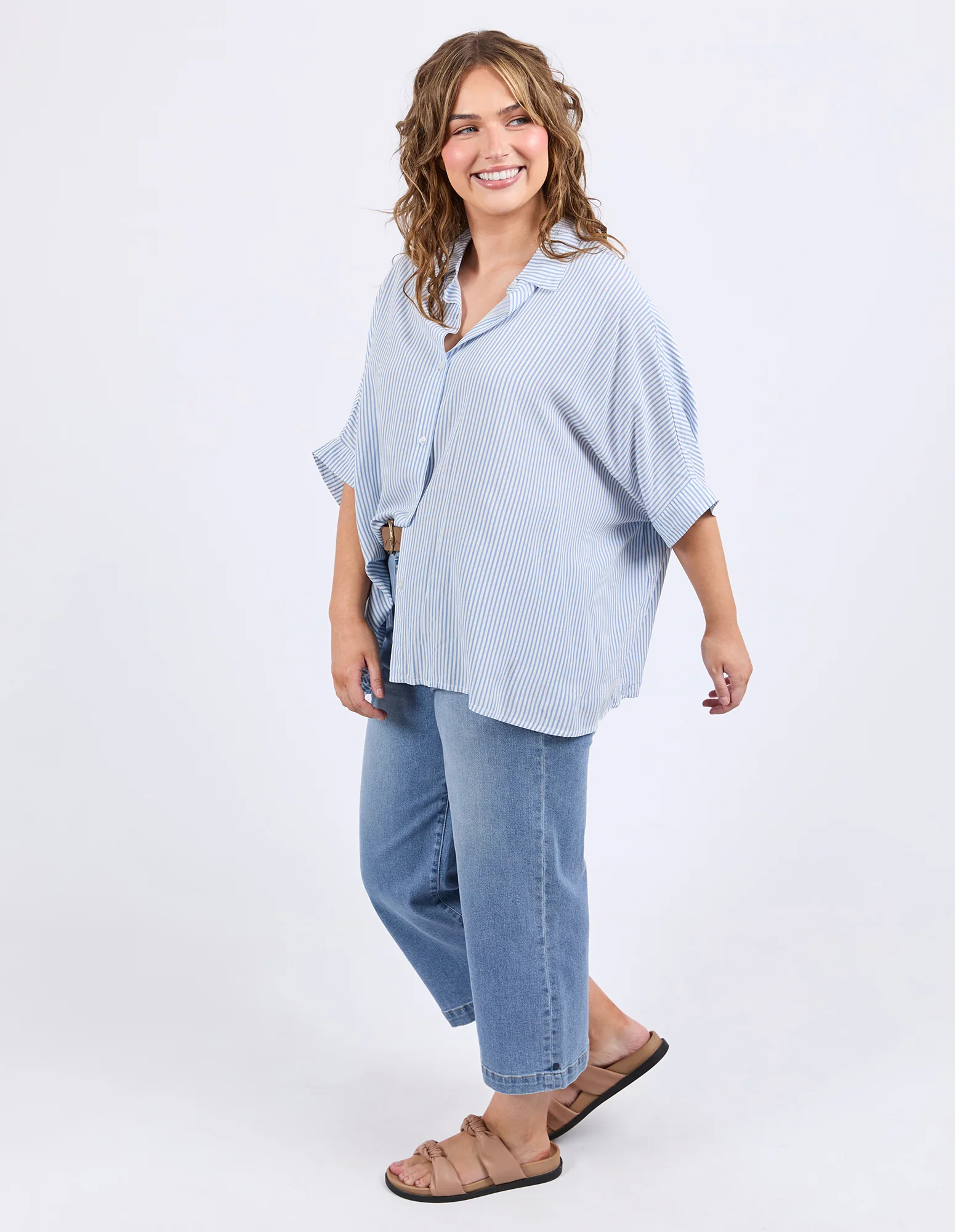 Elm Luna Shirt Dusk Blue Marshmallow Stripe - Image 6