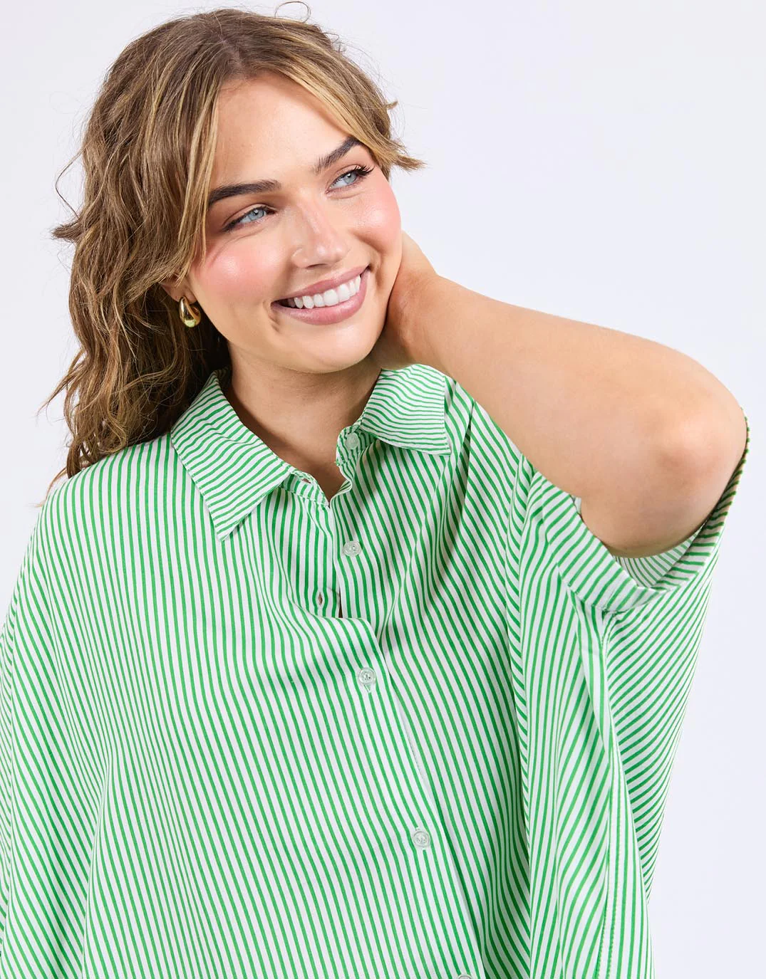 Elm Luna Shirt Spring Green Marshmallow Stripe - Image 4