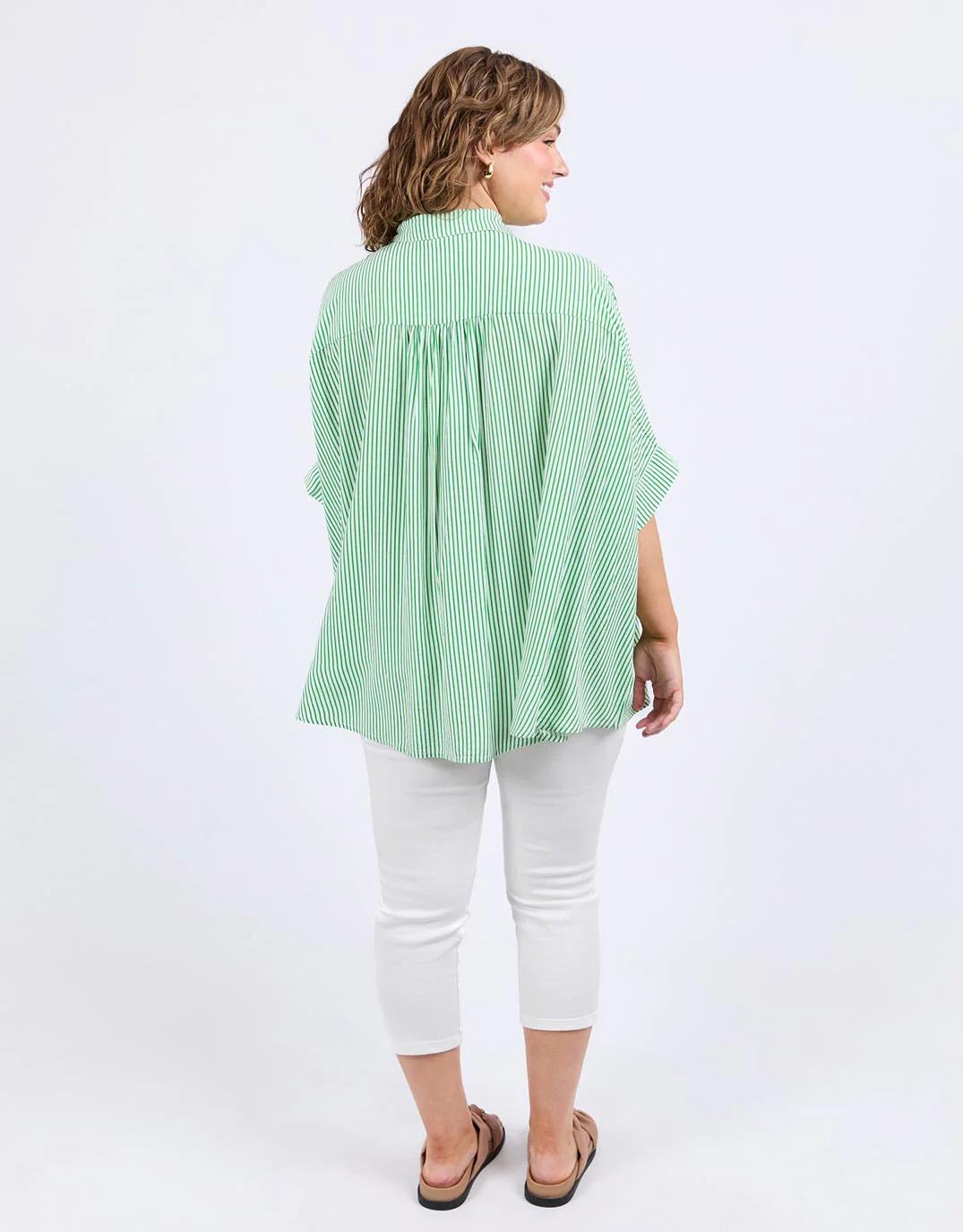 Elm Luna Shirt Spring Green Marshmallow Stripe - Image 6