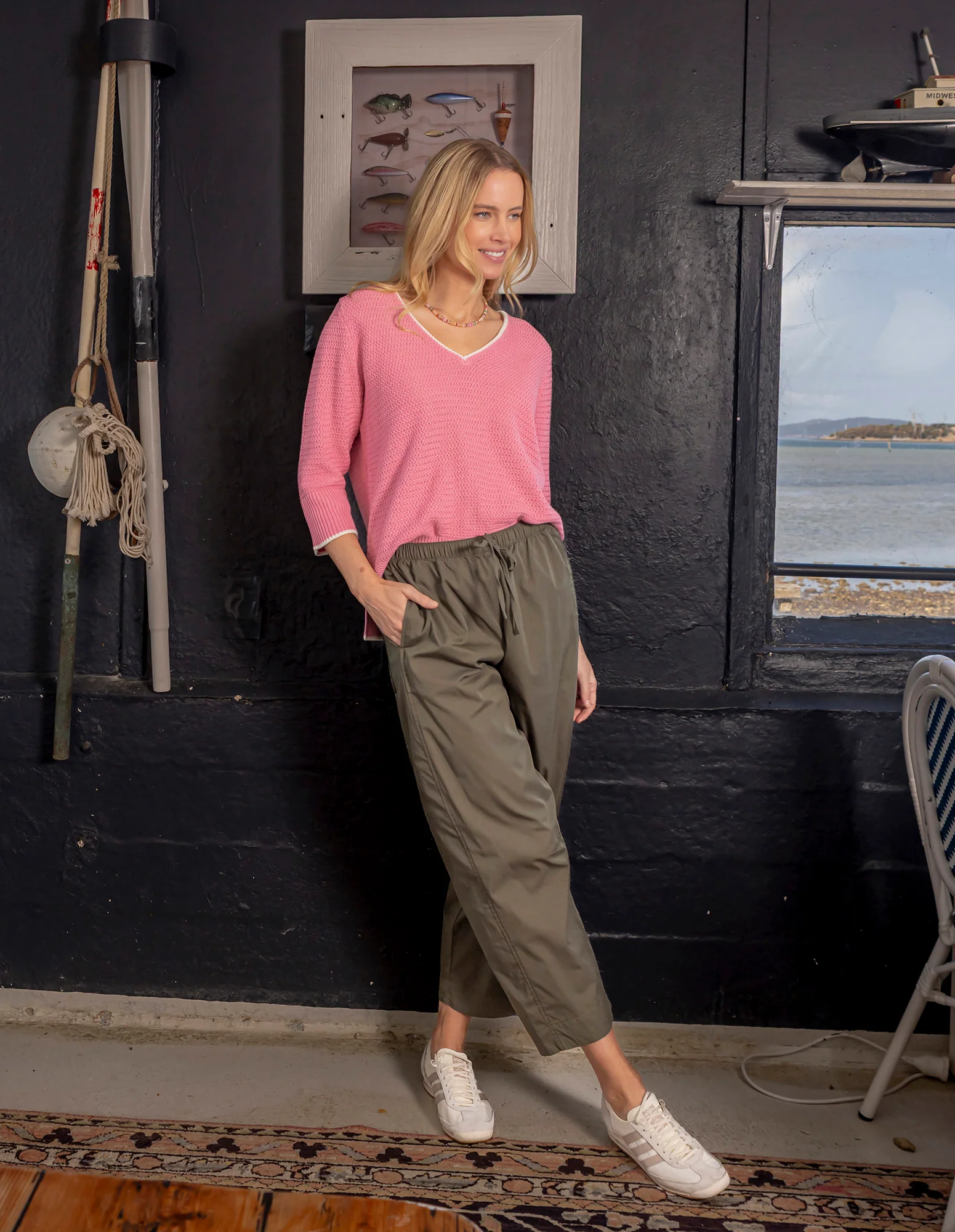 Elm Lund Barrel Leg Pant Basil