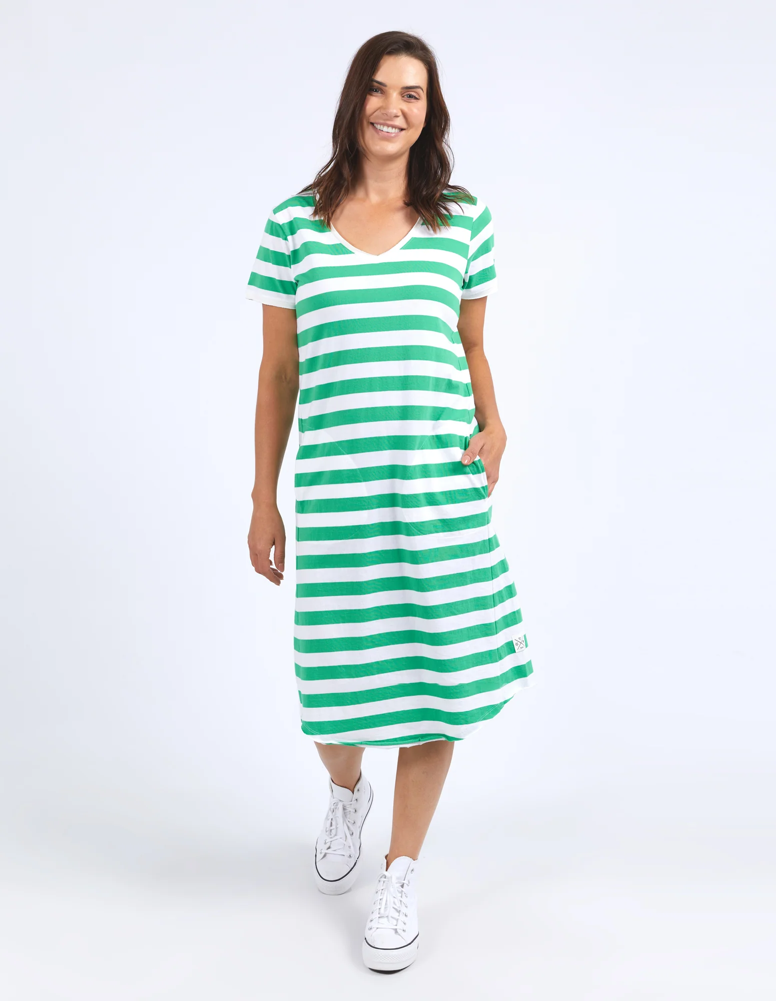 Elm Maeve Midi Dress Greenbriar & White Stripe - Image 2