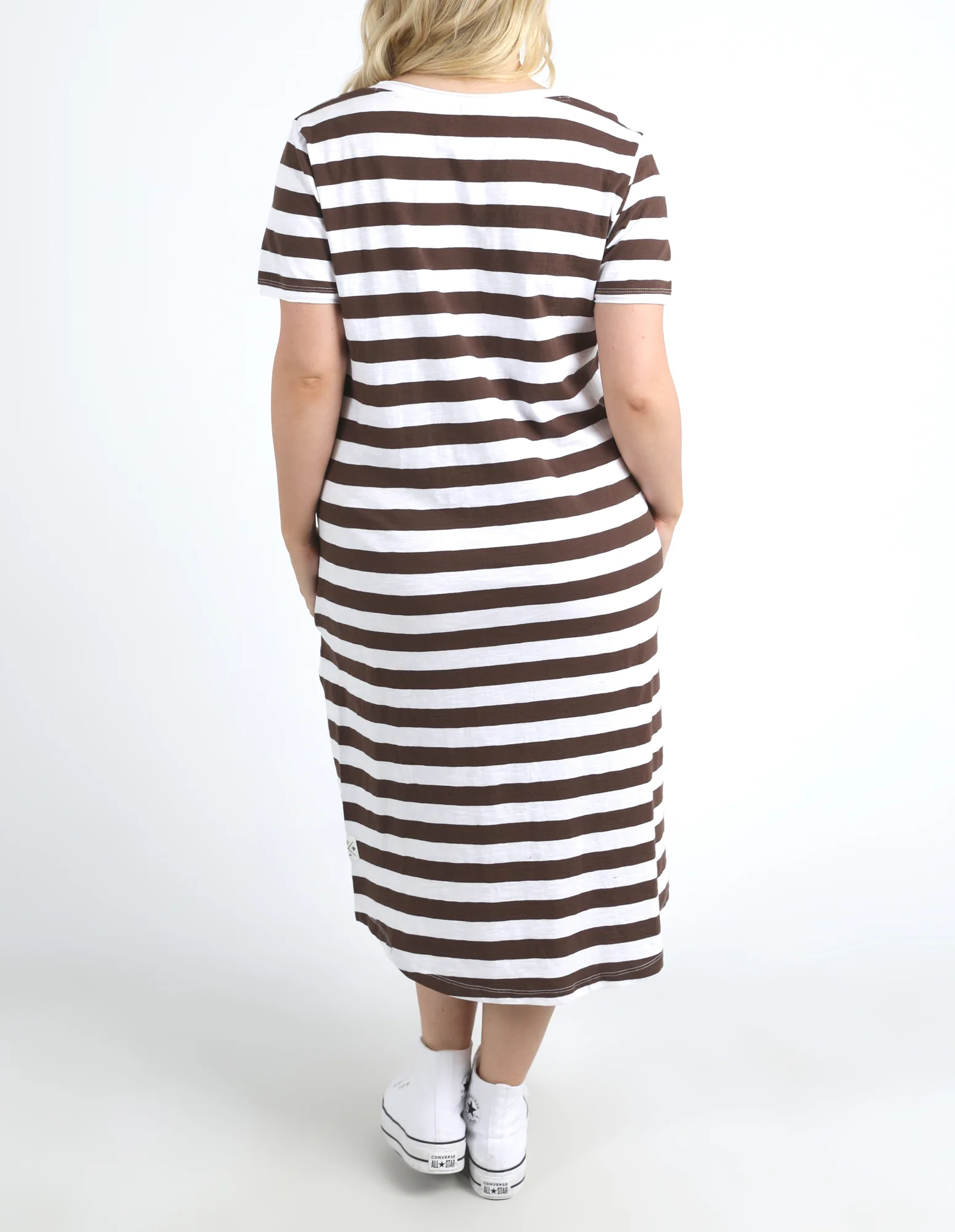Elm Maeve Midi Dress Stripe Chocolate/White Stripe - Image 5