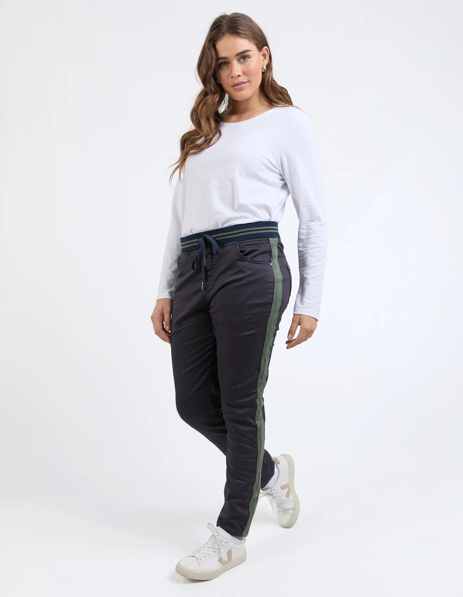 Elm Margo Jogger With Side Tape Navy With Khaki Tape - Image 3