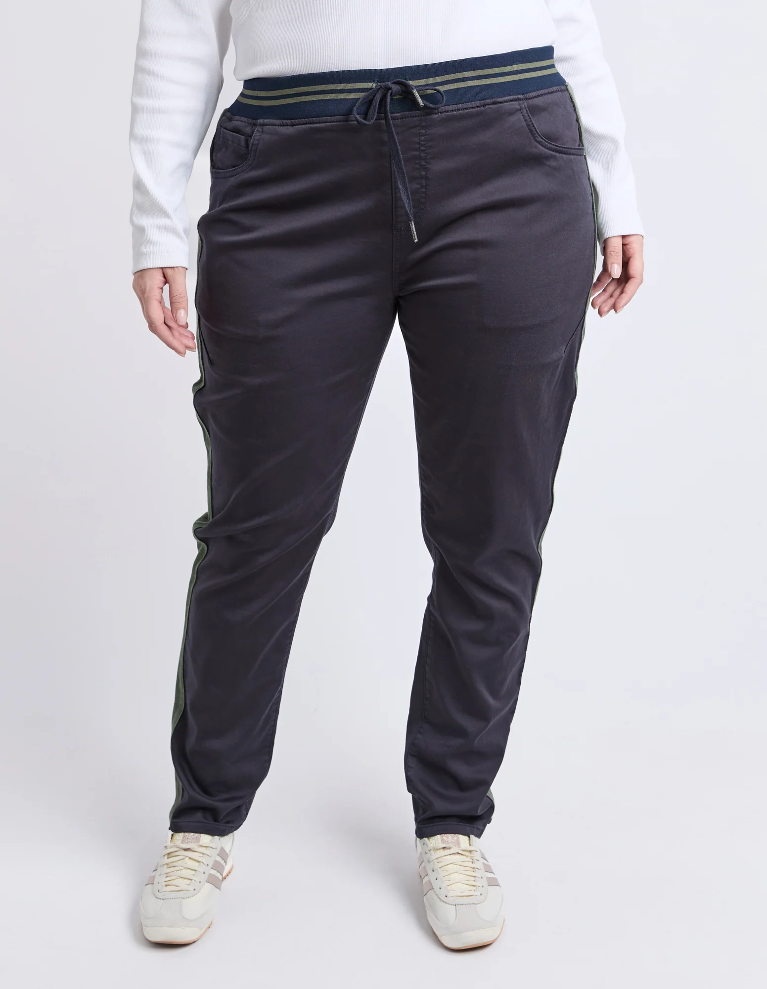 Elm Margo Jogger With Side Tape Navy With Khaki Tape - Image 5