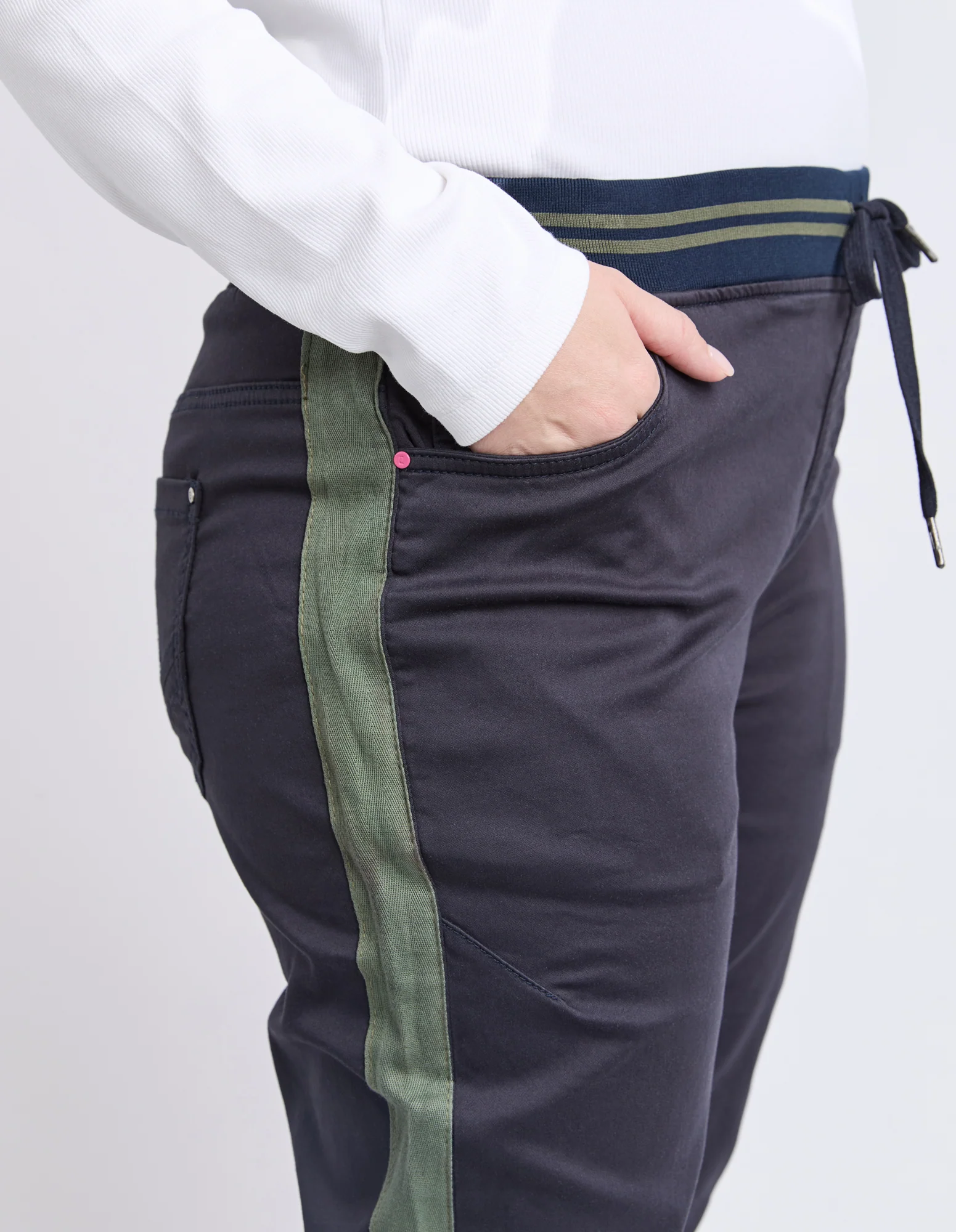 Elm Margo Jogger With Side Tape Navy With Khaki Tape - Image 7