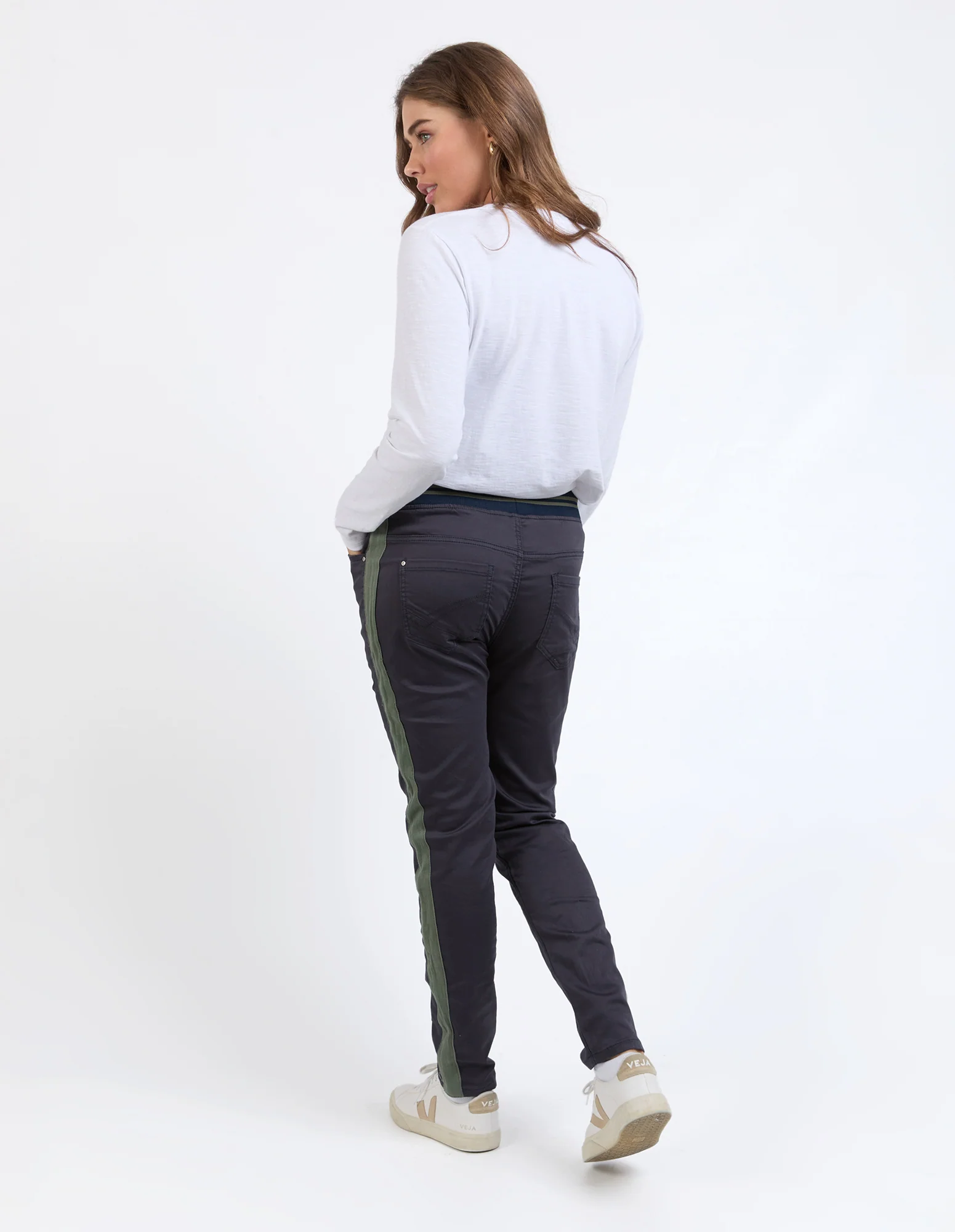 Elm Margo Jogger With Side Tape Navy With Khaki Tape - Image 8
