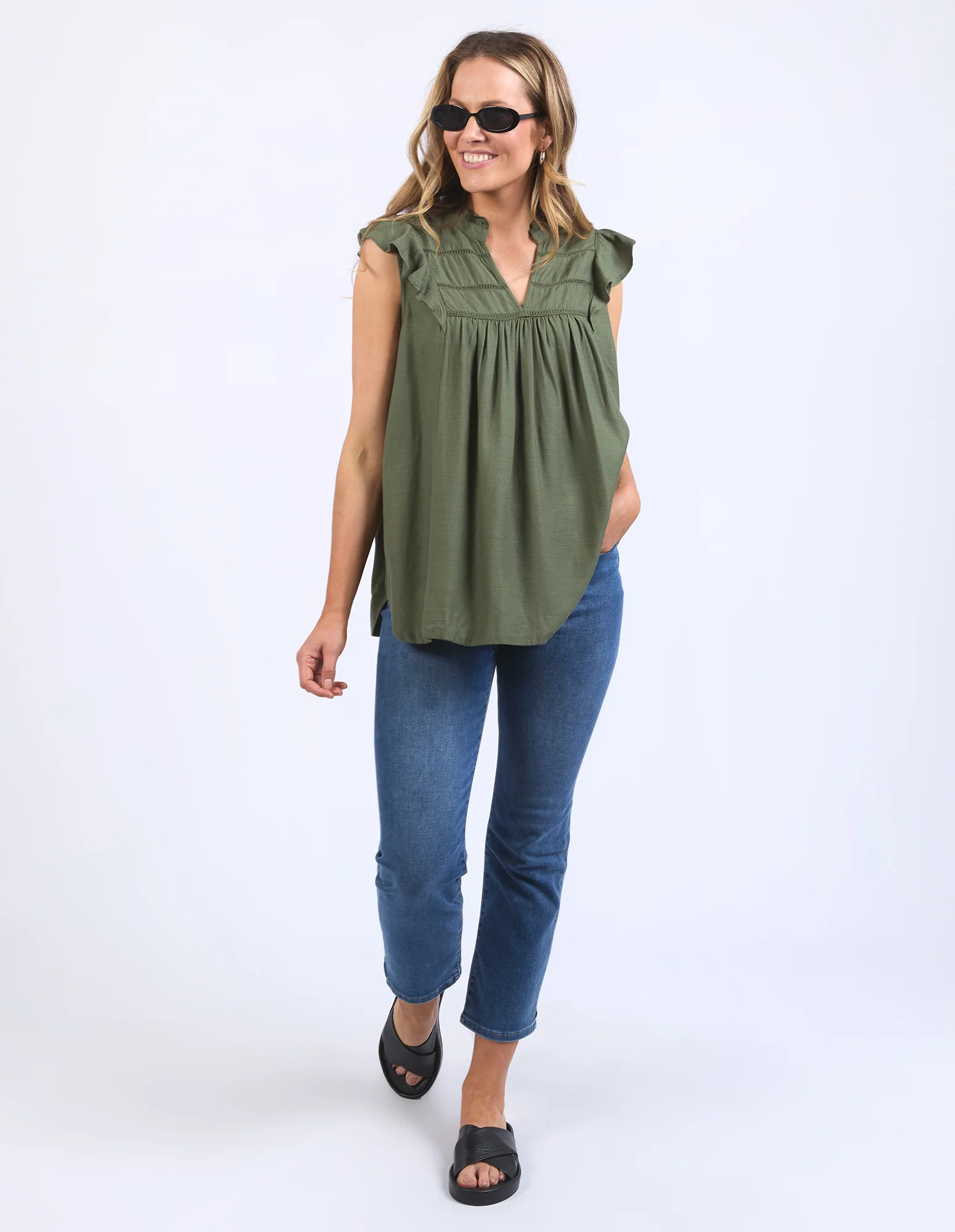 Elm Market Lace Trim Blouse Clover - Image 3