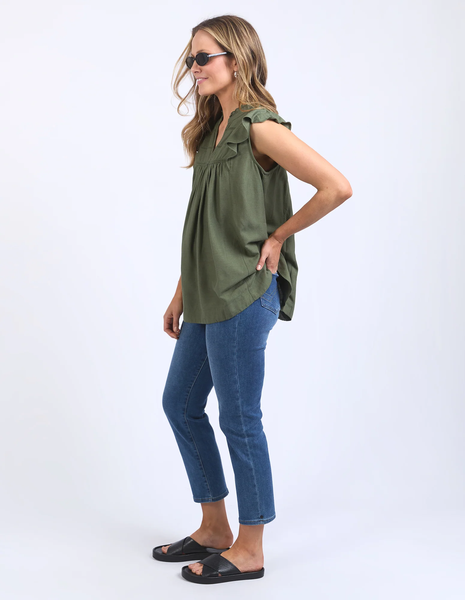 Elm Market Lace Trim Blouse Clover - Image 5