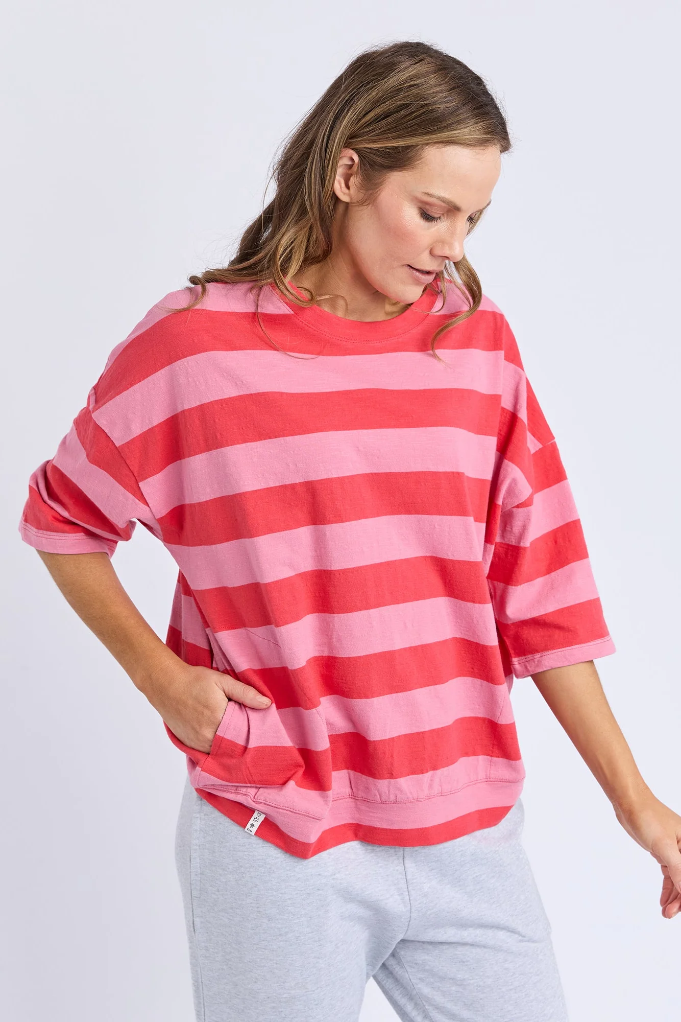 Elm Mazie Block Stripe Sweat Cayenne & Chateau Rose Stripe