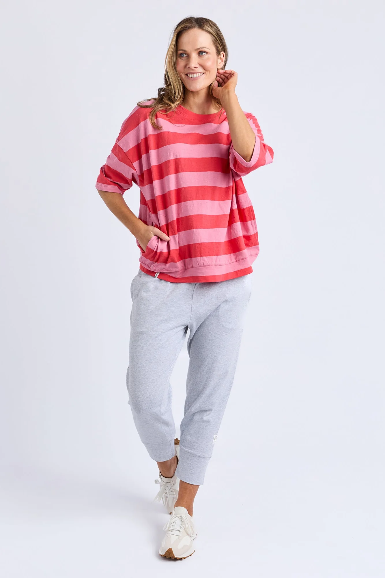 Elm Mazie Block Stripe Sweat Cayenne & Chateau Rose Stripe - Image 2