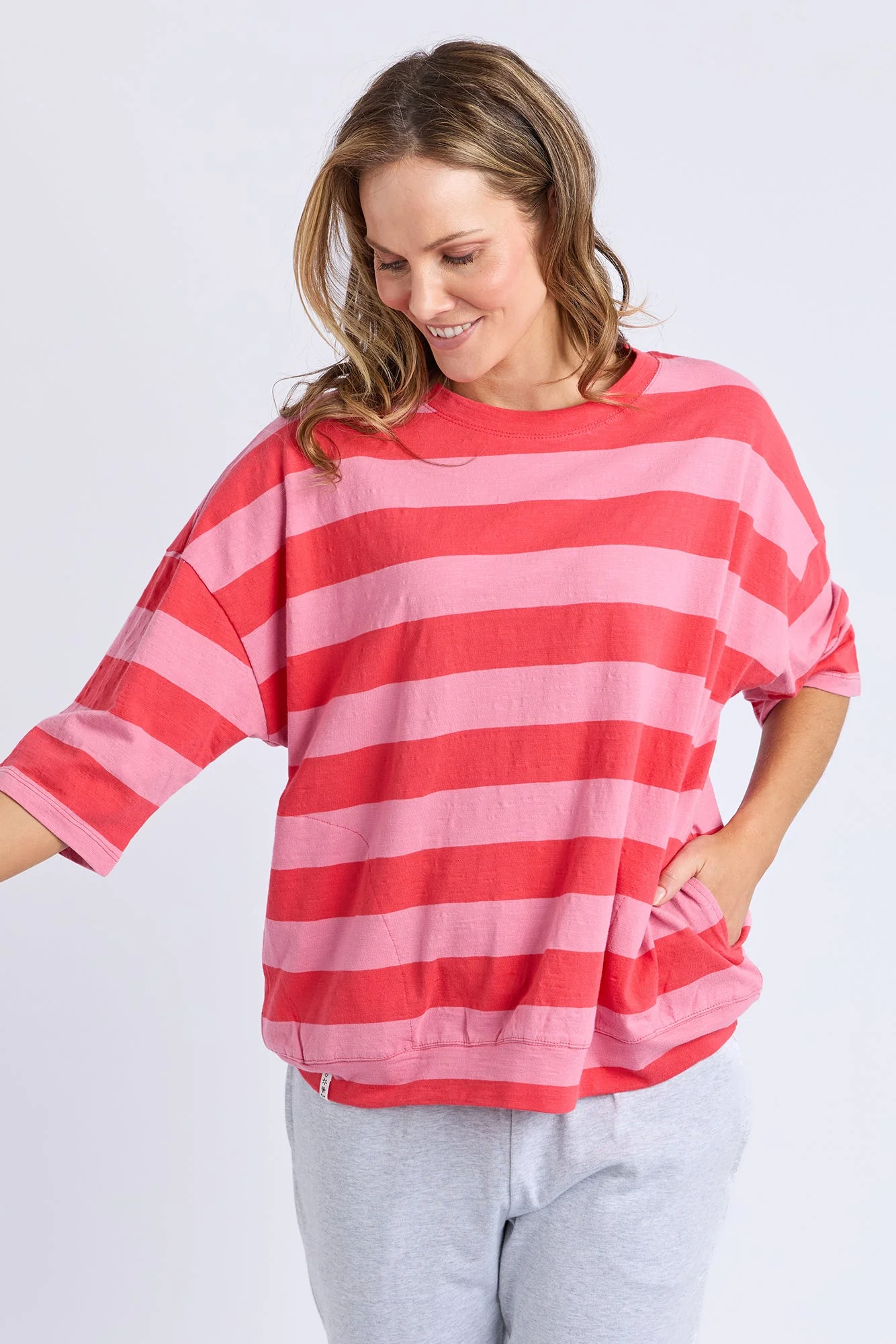 Elm Mazie Block Stripe Sweat Cayenne & Chateau Rose Stripe - Image 3