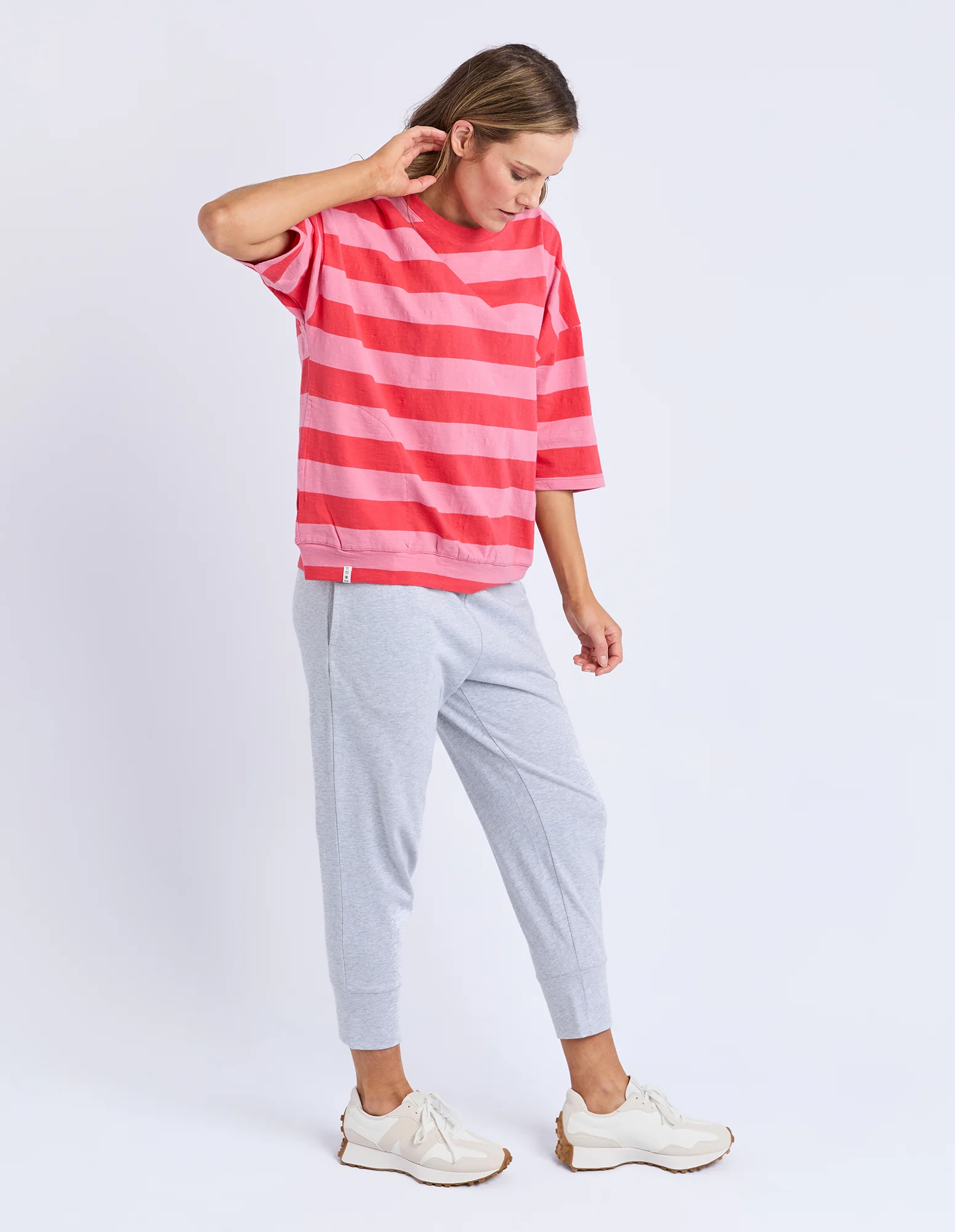 Elm Mazie Block Stripe Sweat Cayenne & Chateau Rose Stripe - Image 4