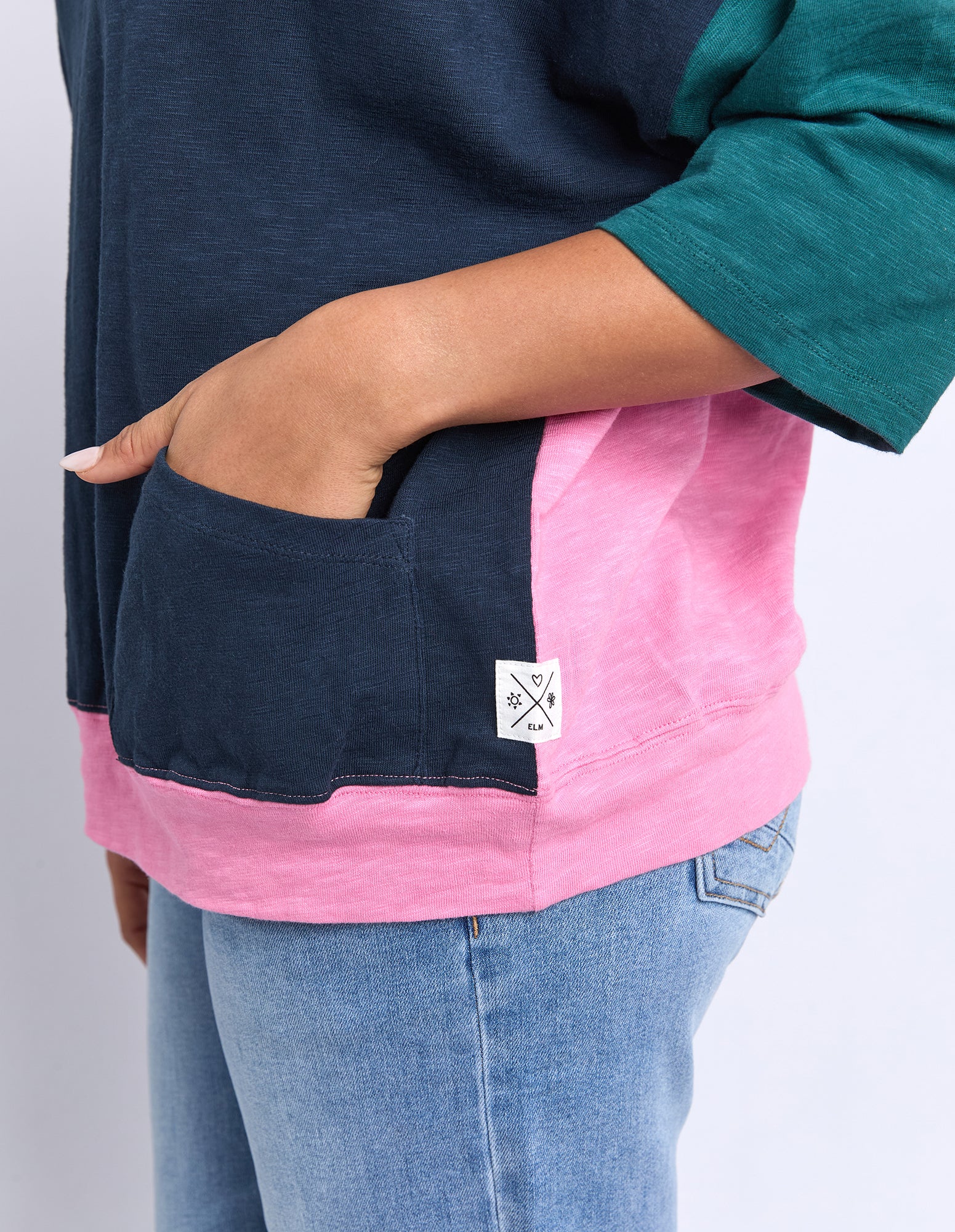 Elm Mazie Colour Block Sweat Teal - Image 4