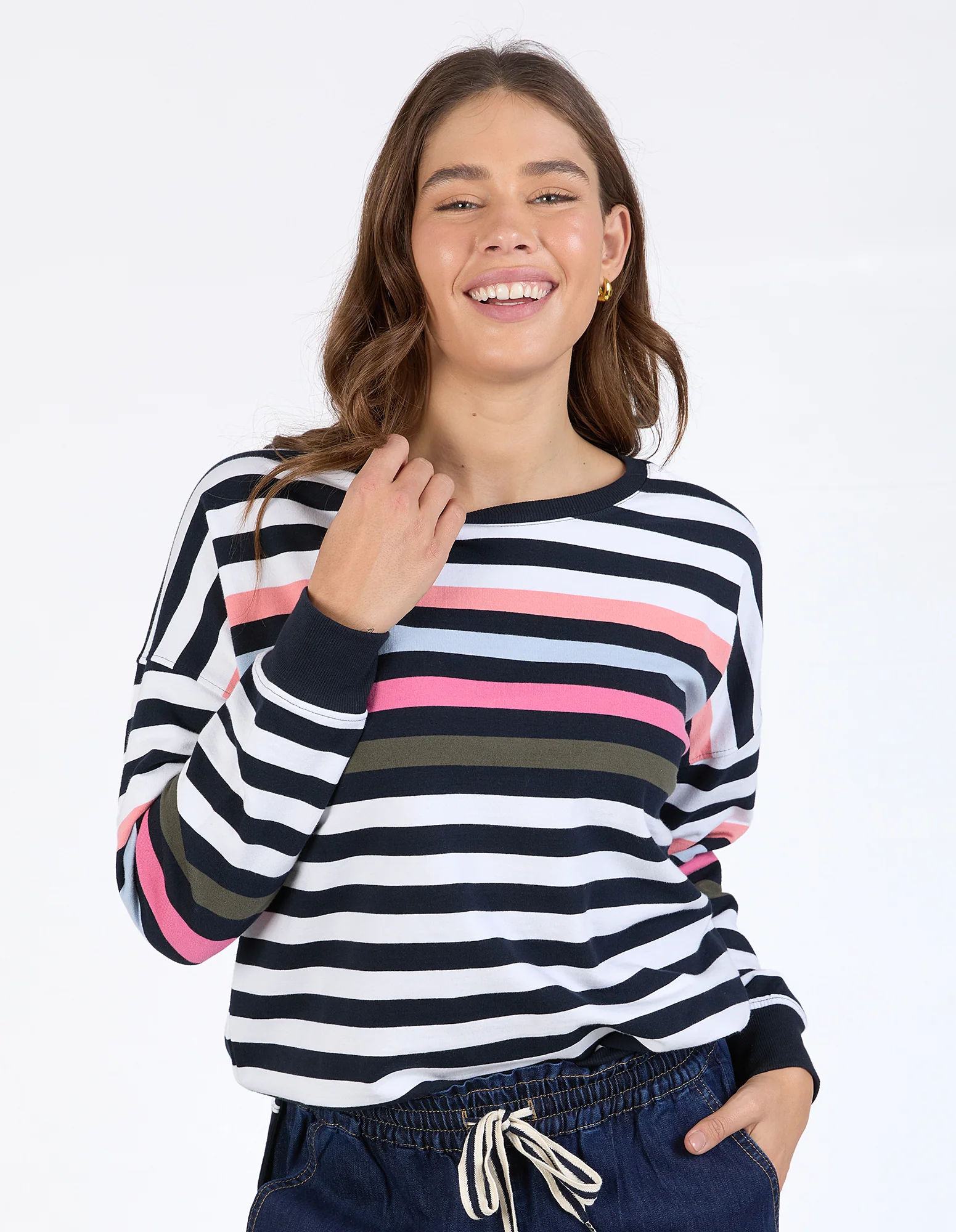 Elm Merriment Crew Navy White Stripe - Image 3