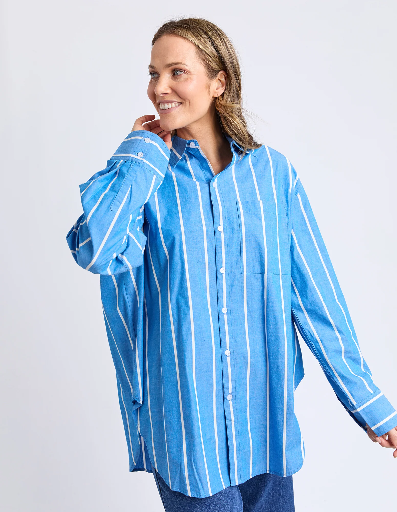 Elm Mia Striped Shirt Royal Blue - Image 4
