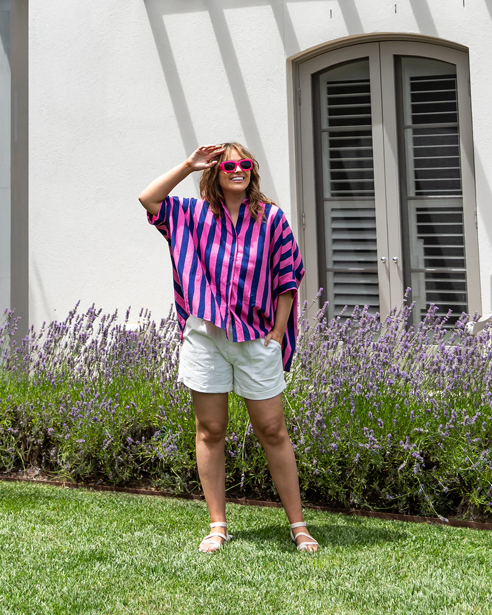 Elm Palermo Stripe Shirt Printed Stripe Blue Pink - Image 2