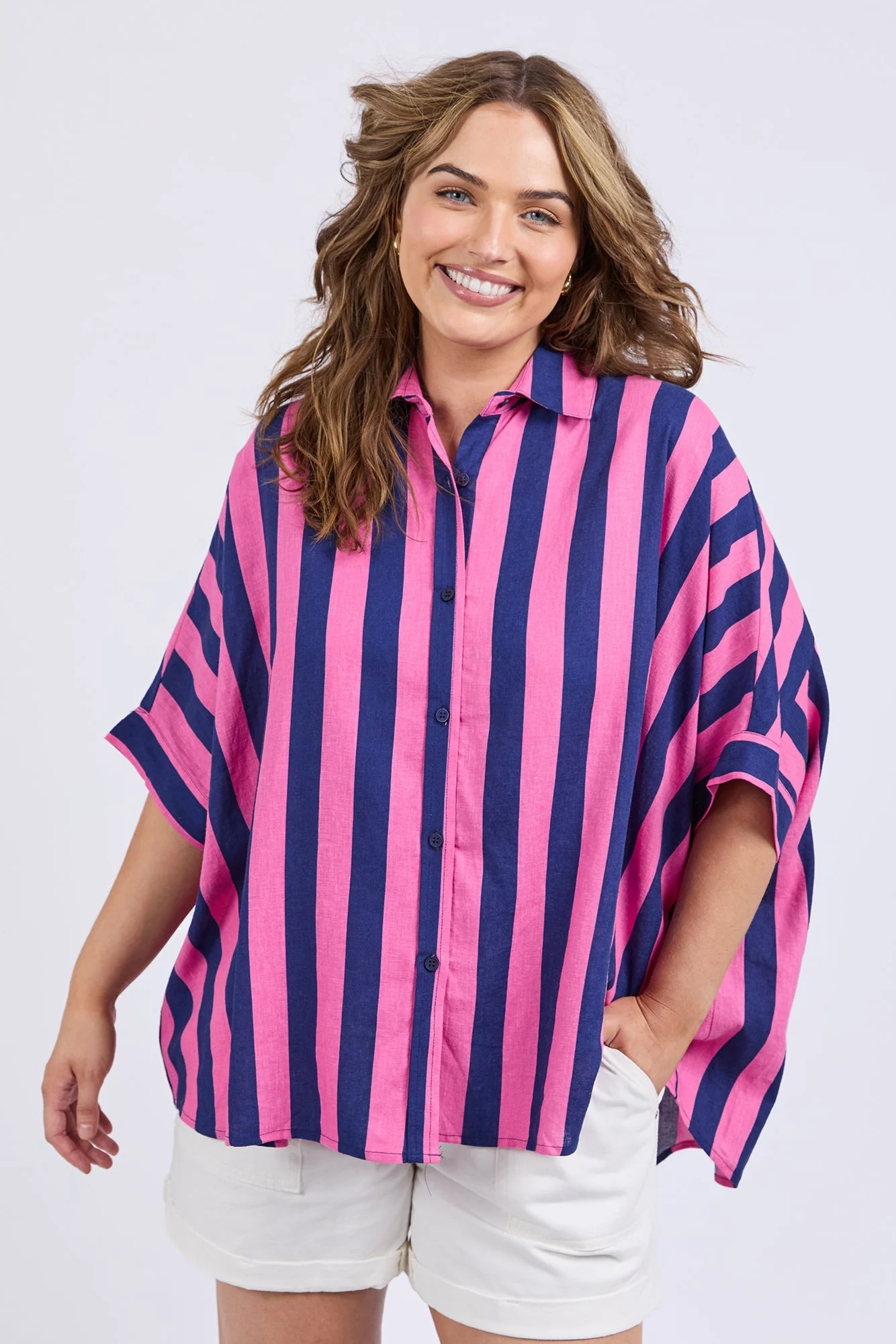 Elm Palermo Stripe Shirt Printed Stripe Blue Pink - Image 3