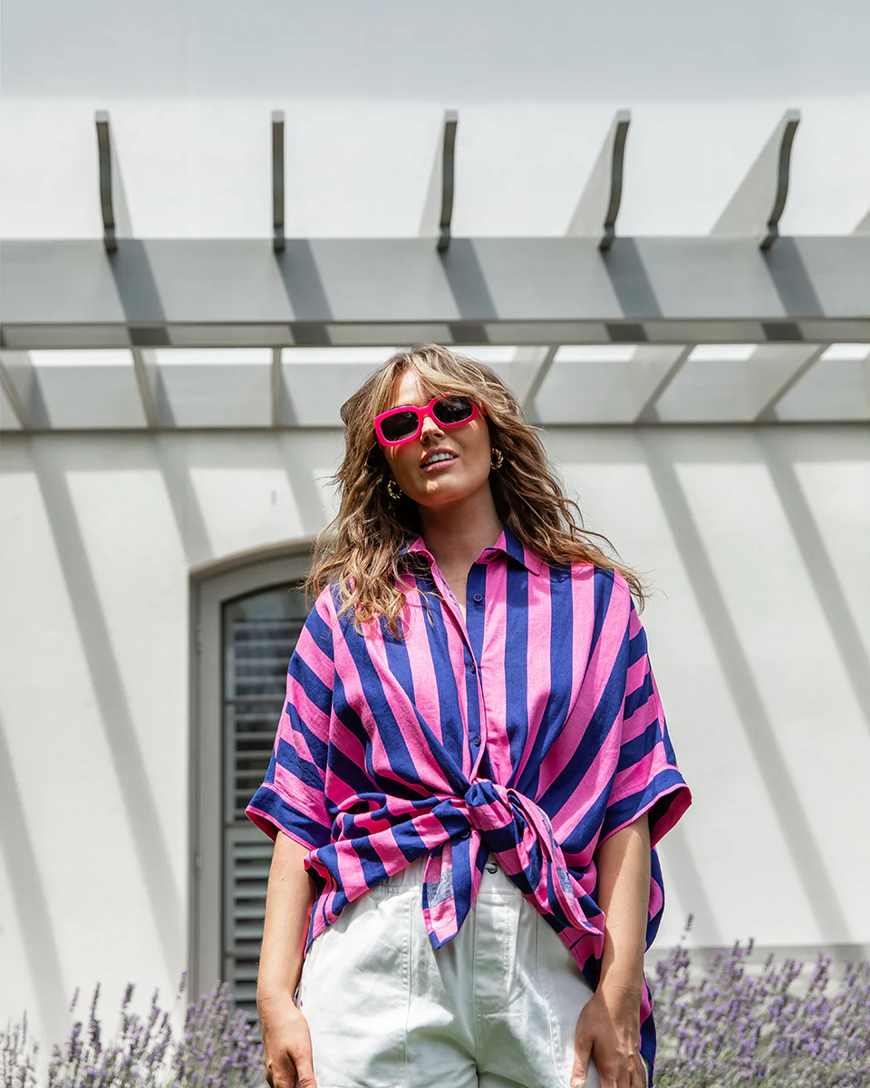 Elm Palermo Stripe Shirt Printed Stripe Blue Pink - Image 5