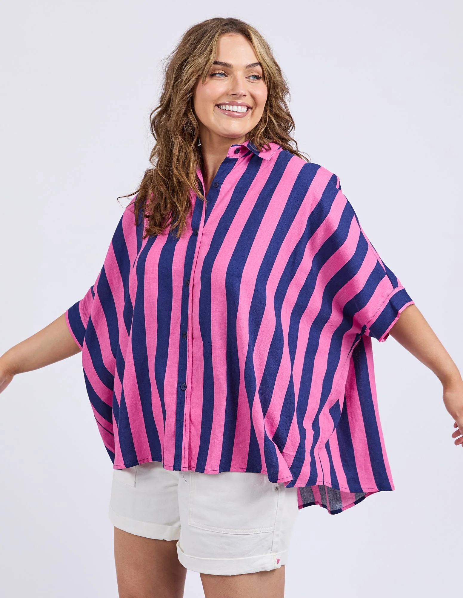Elm Palermo Stripe Shirt Printed Stripe Blue Pink - Image 6