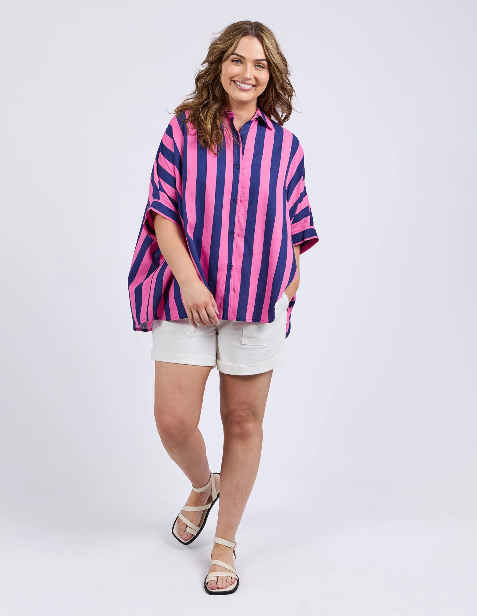 Elm Palermo Stripe Shirt Printed Stripe Blue Pink - Image 7