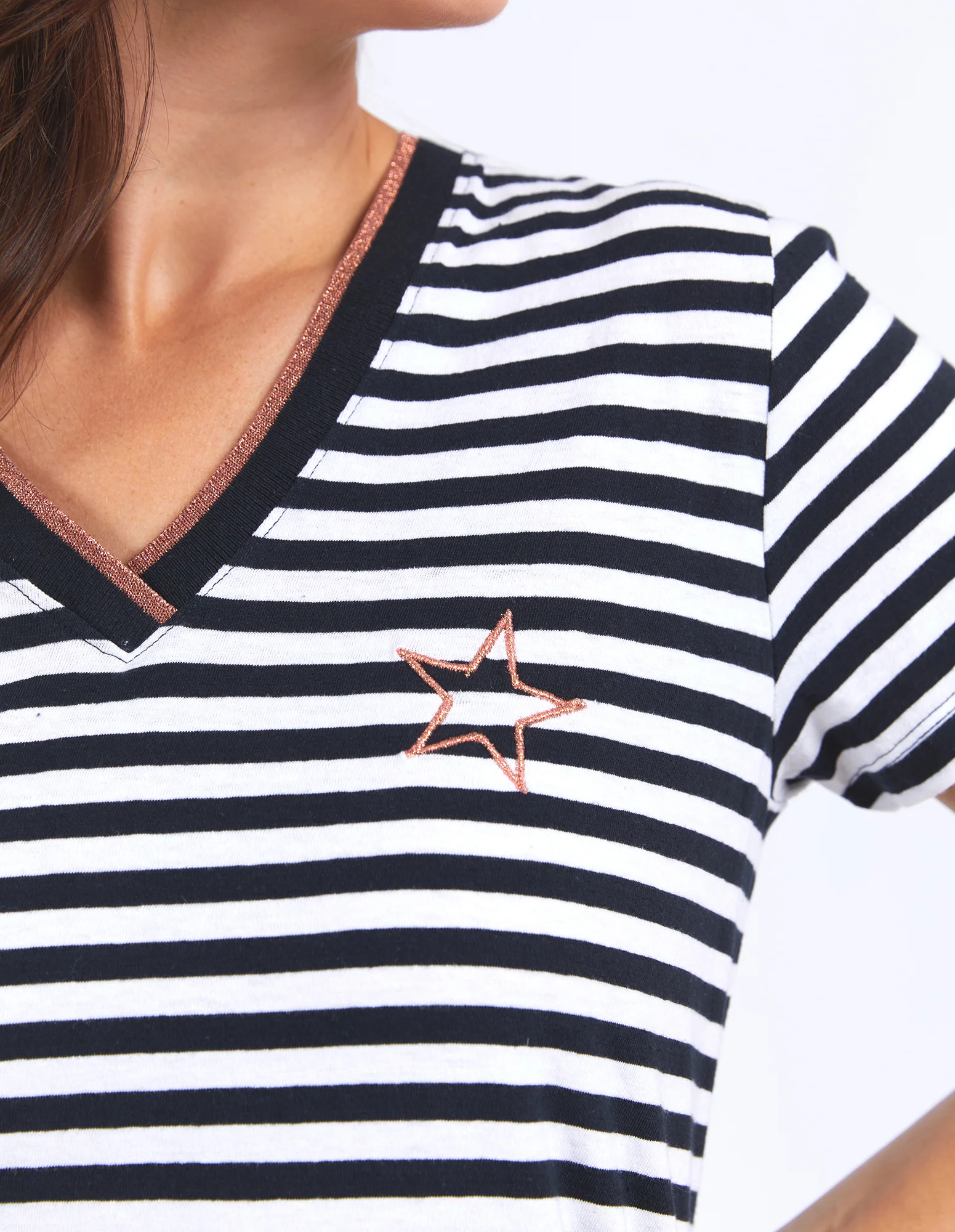 Elm Paris Stripe Tee Navy & White Stripe - Image 2