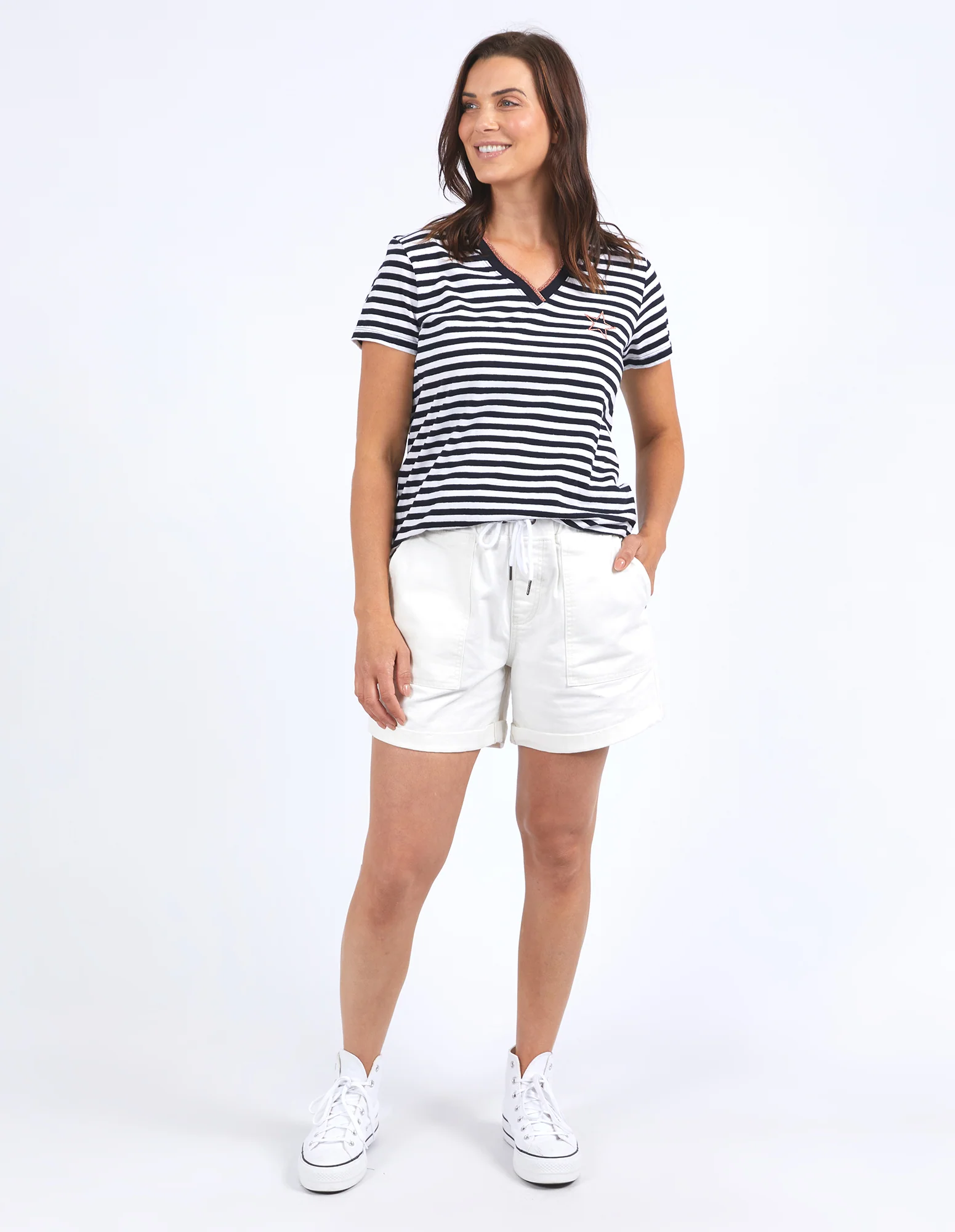 Elm Paris Stripe Tee Navy & White Stripe - Image 3