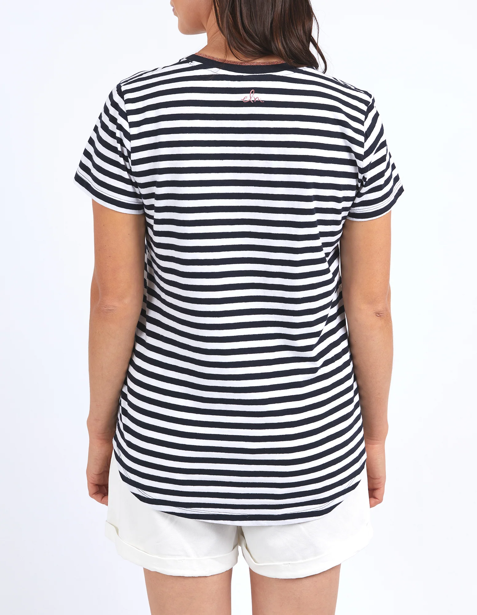 Elm Paris Stripe Tee Navy & White Stripe - Image 5
