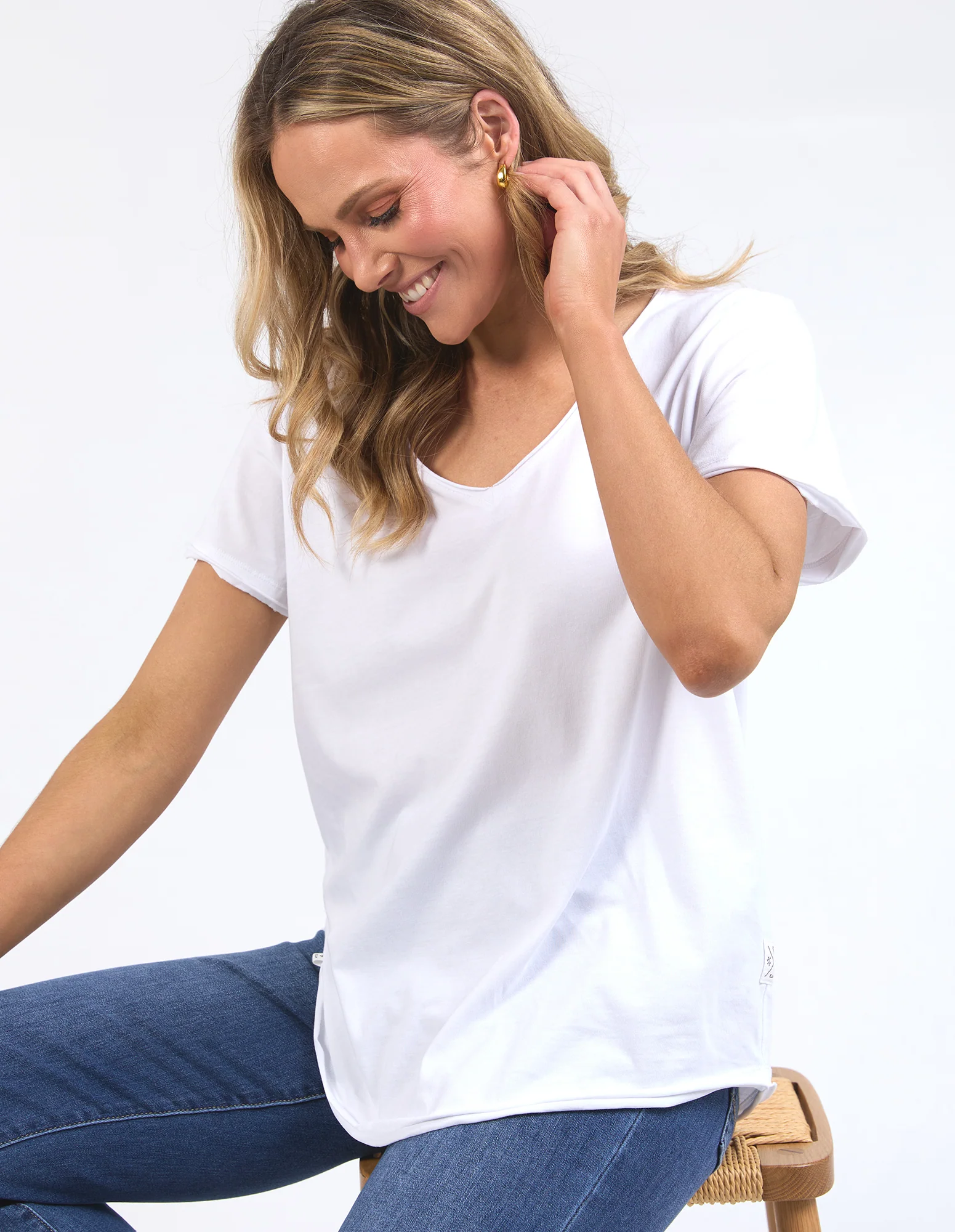 Elm Pima Vee Tee White - Image 4