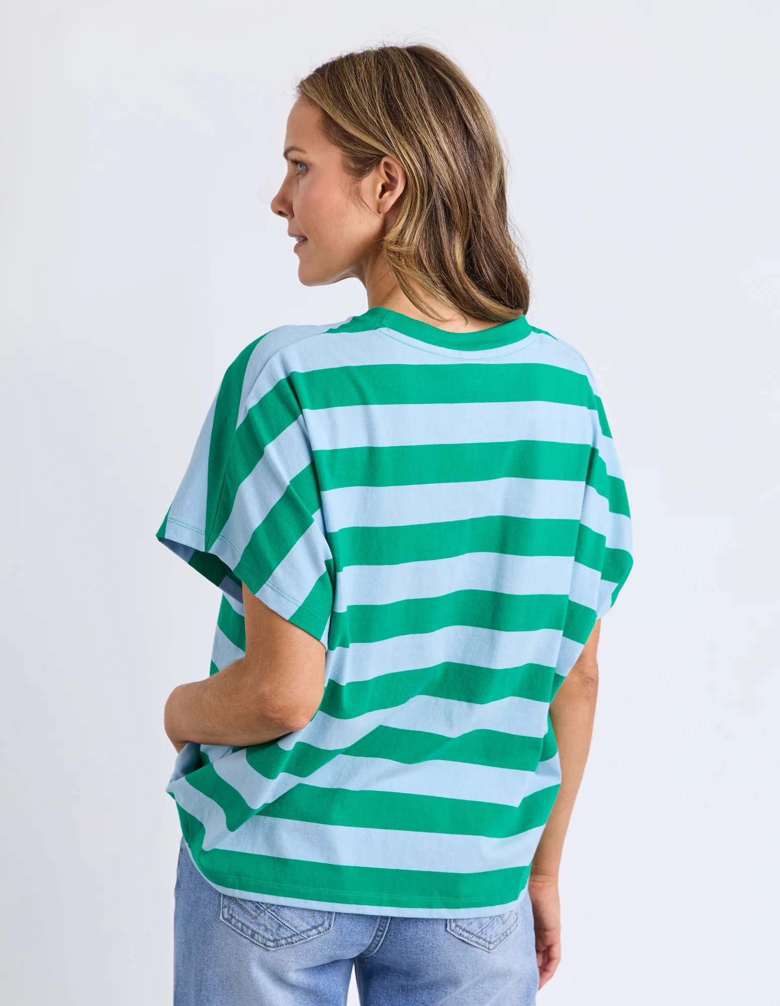 Elm Poet Tee Green And Blue Stripe - Image 6
