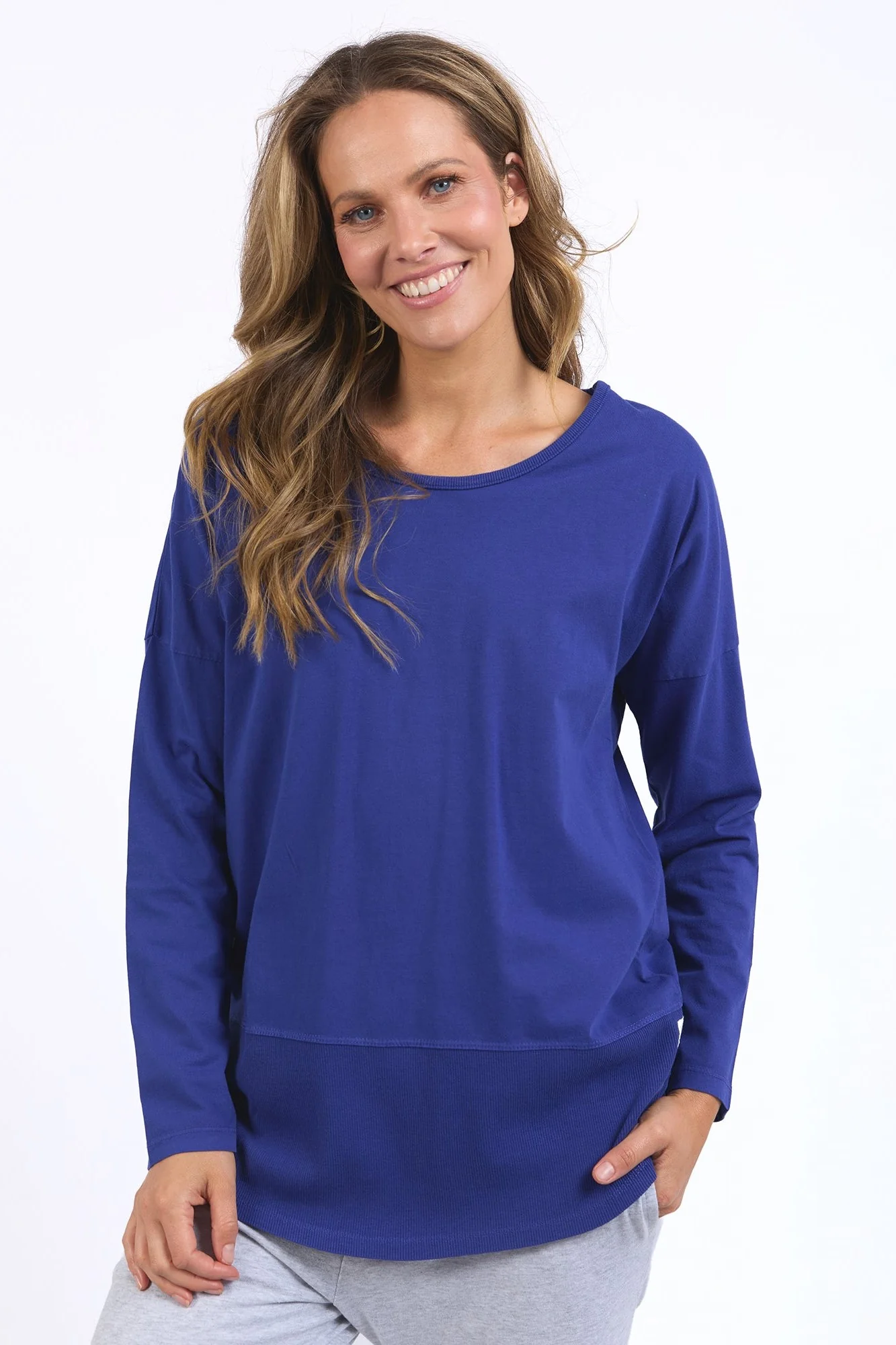 Elm Rib L/S Tee Deep Blue - Image 2