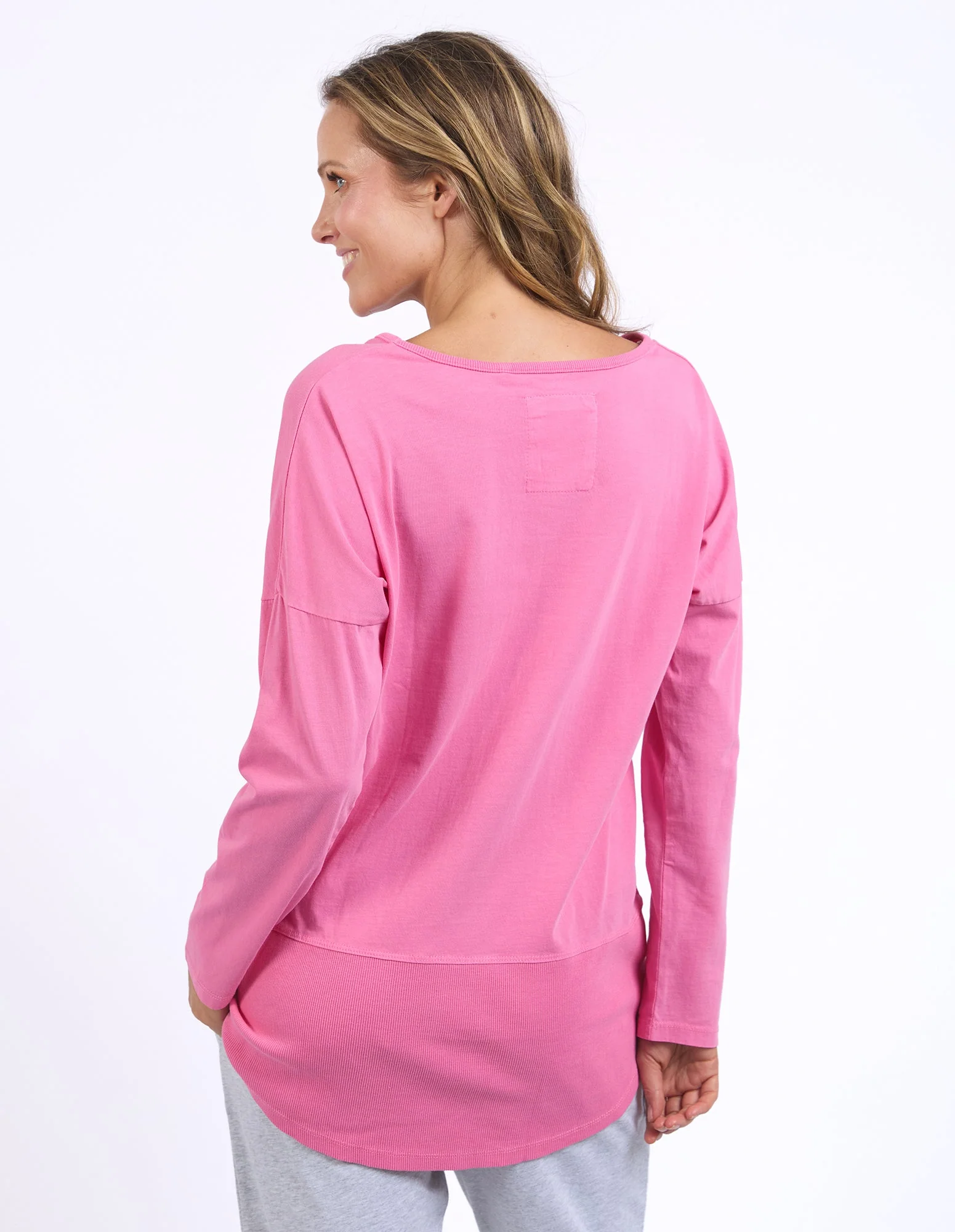Elm Rib L/S Tee Pink Geranium - Image 6