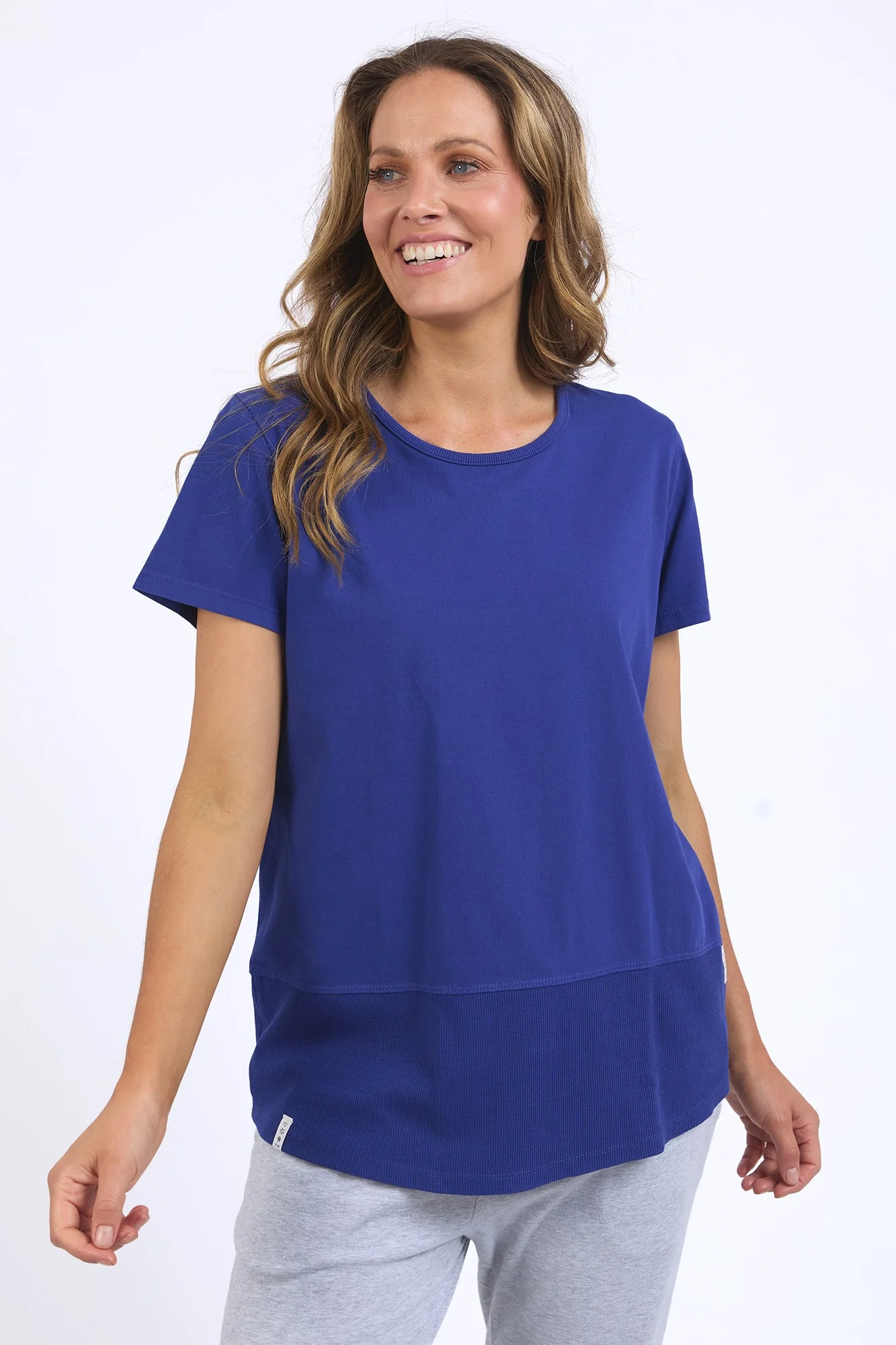 Elm Rib S/S Tee Deep Blue - Image 2