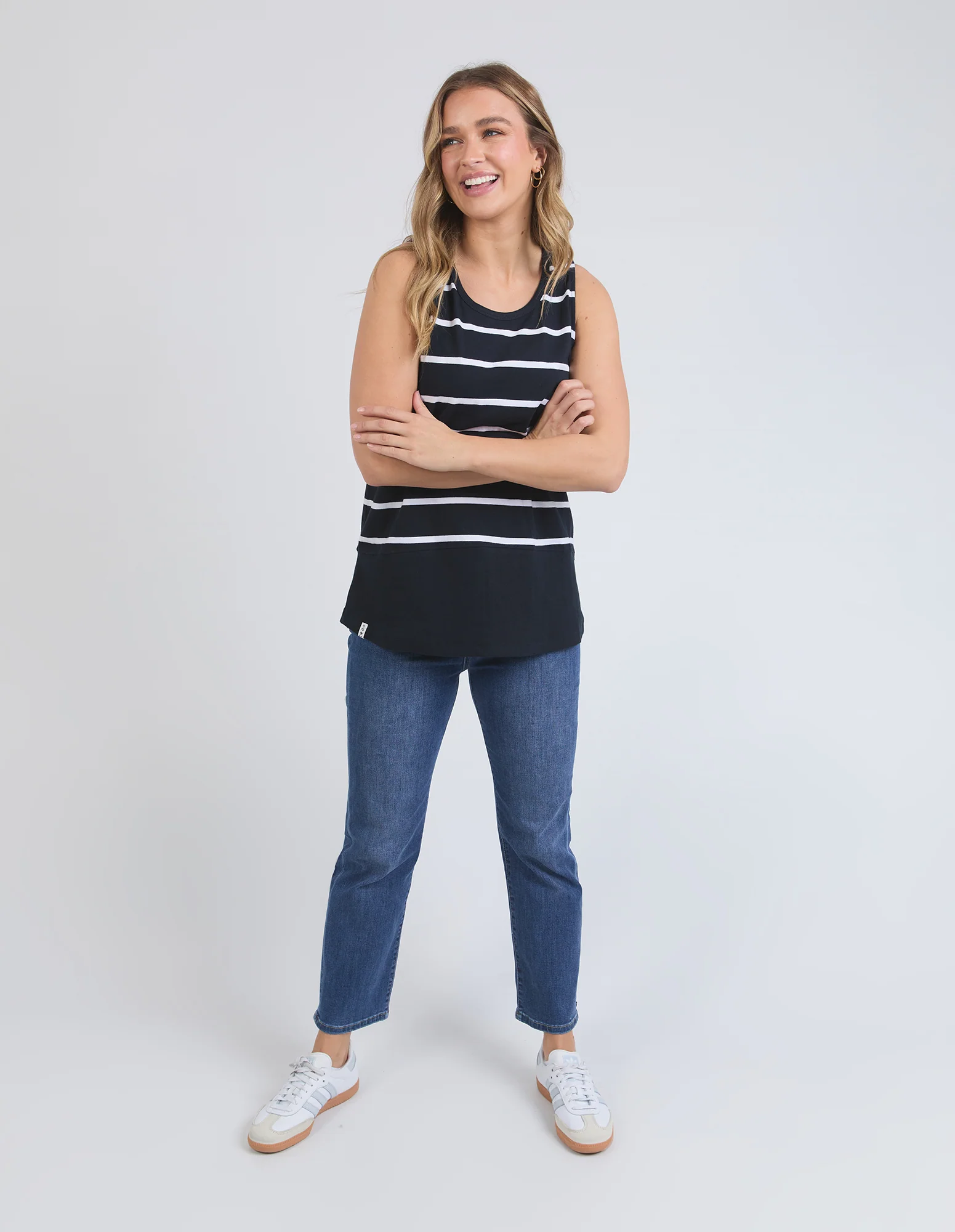 Elm Rib Tank Navy With White Stripe - Image 2