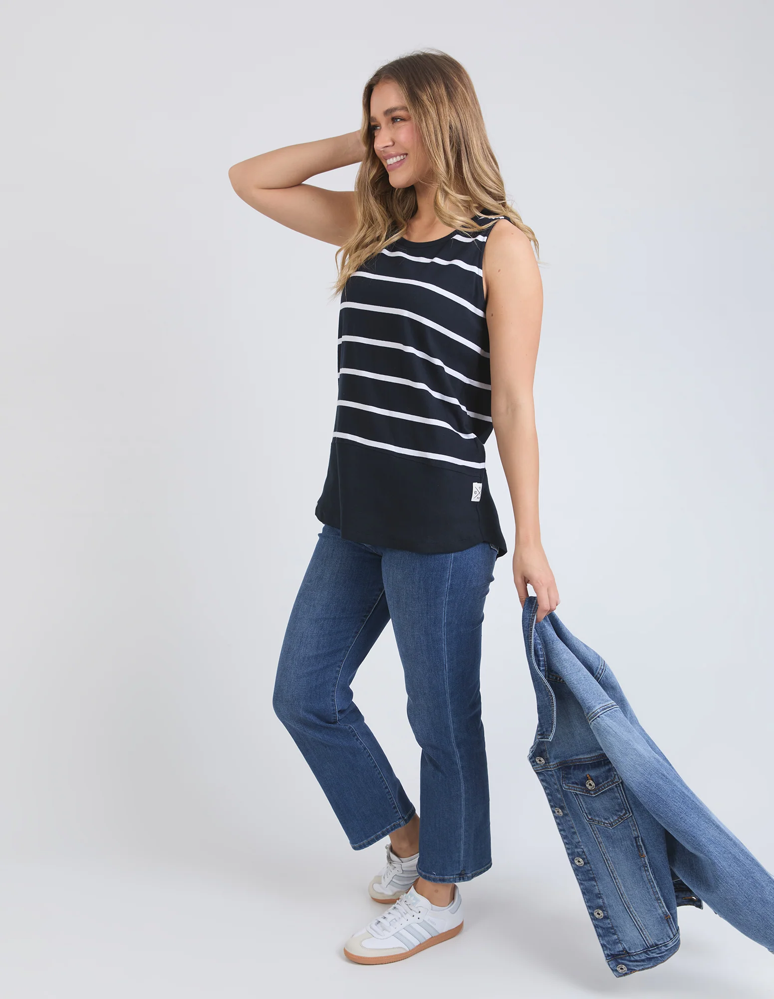 Elm Rib Tank Navy With White Stripe - Image 5