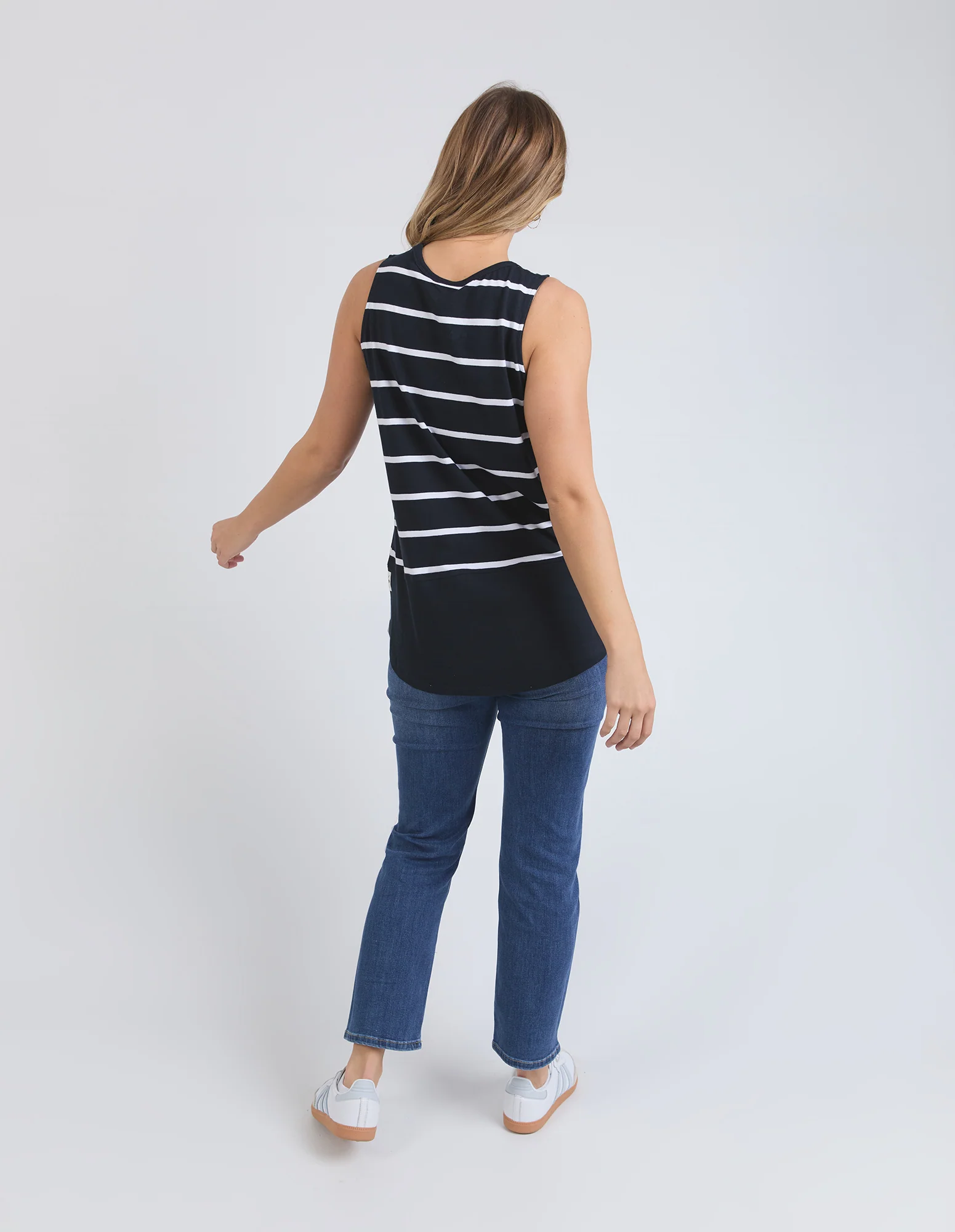 Elm Rib Tank Navy With White Stripe - Image 6