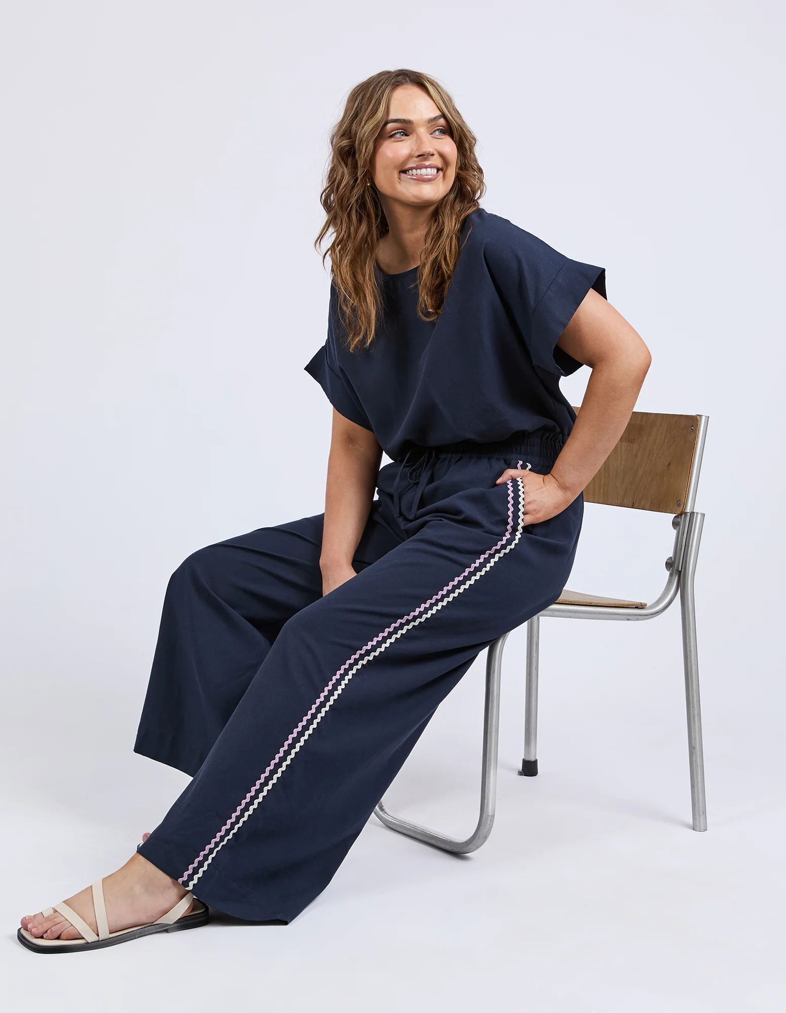Elm Ric Rac Pant Navy - Image 3