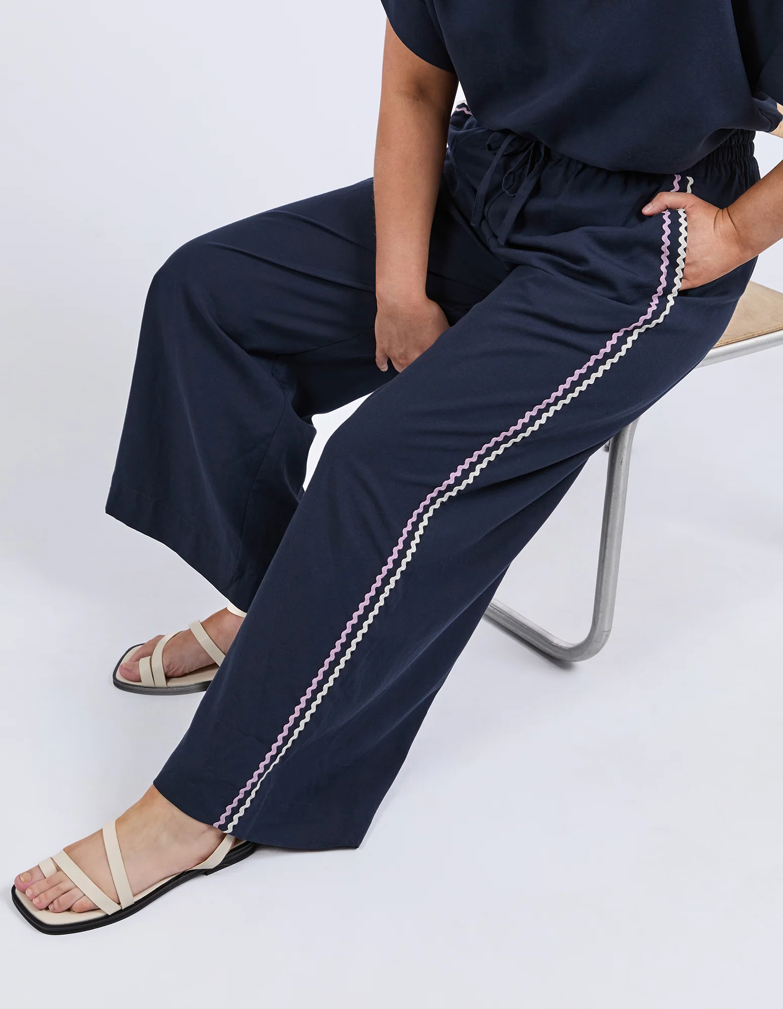 Elm Ric Rac Pant Navy - Image 4