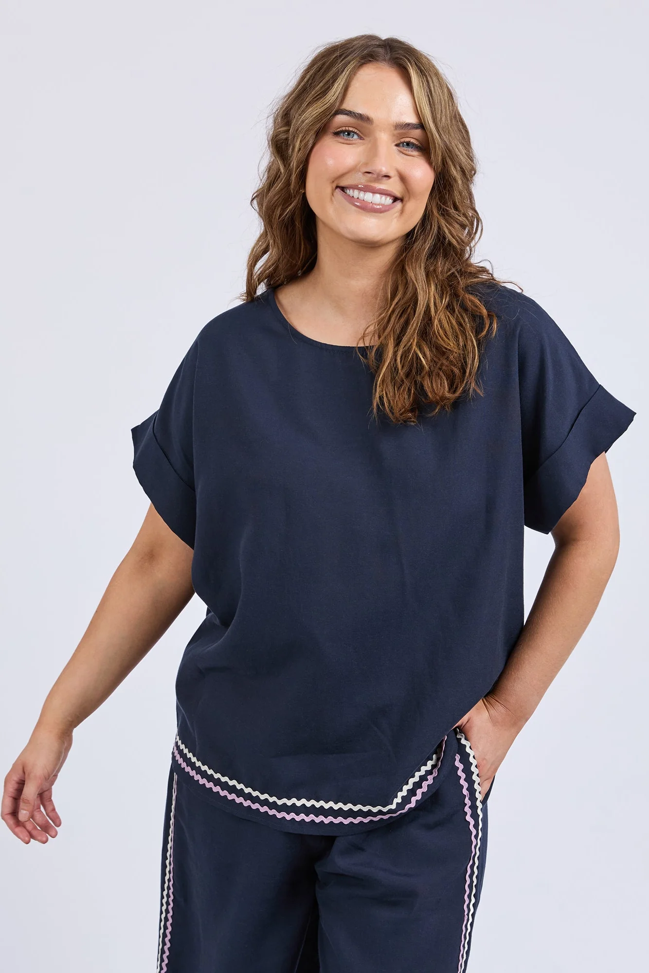 Elm Ric Rac Top Navy - Image 2